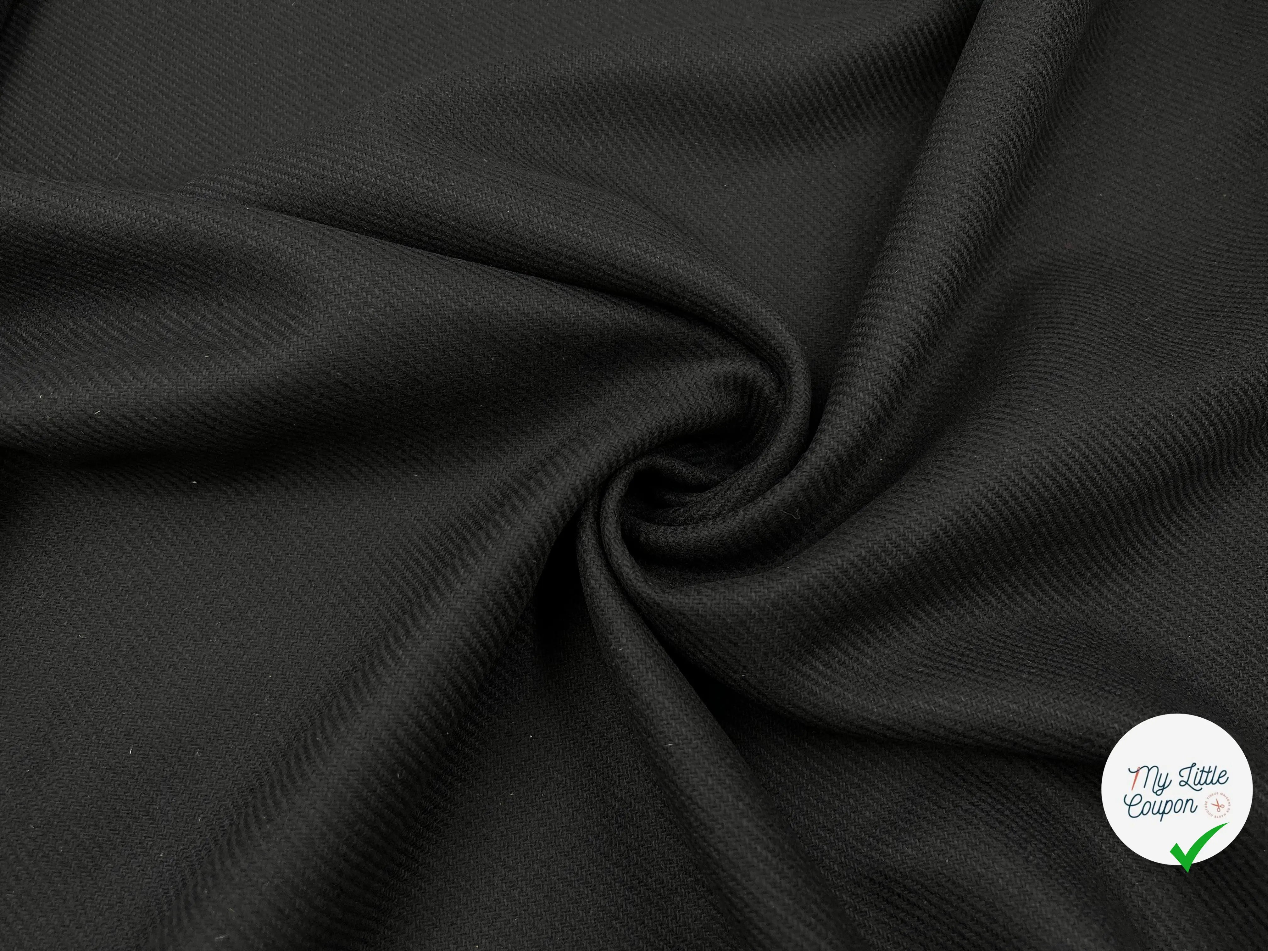 LAINAGE CABAN NOIR STRIÉ - My Little Coupon - tissu - coudre