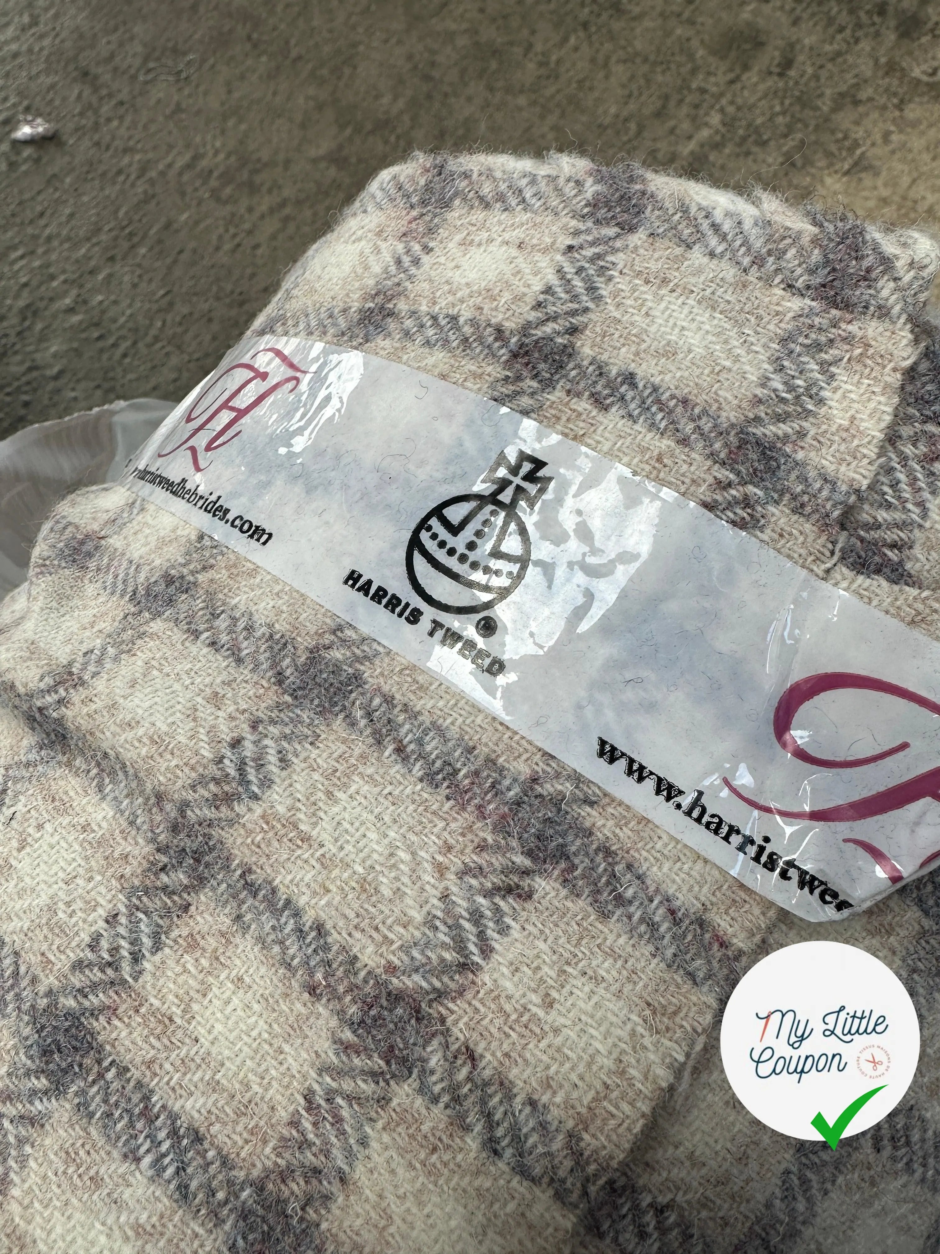 LAINAGE CARREAUX HARRIS TWEED PURE LAINE BEIGE ET GRIS ÉLÉGANT - My Little Coupon - tissu - coudre