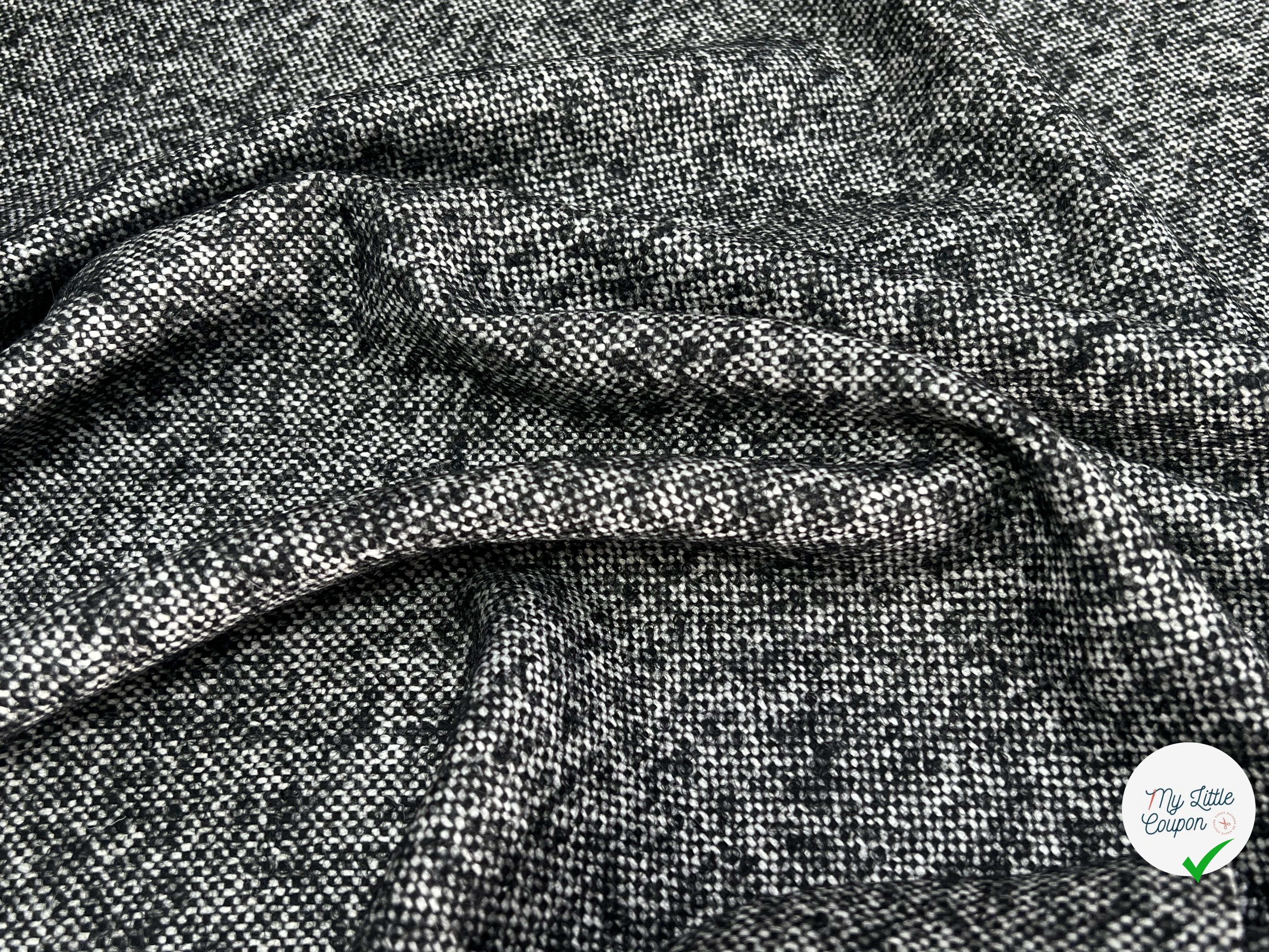 LAINAGE CHINÉ NOIR BLANC 100% LAINE - My Little Coupon