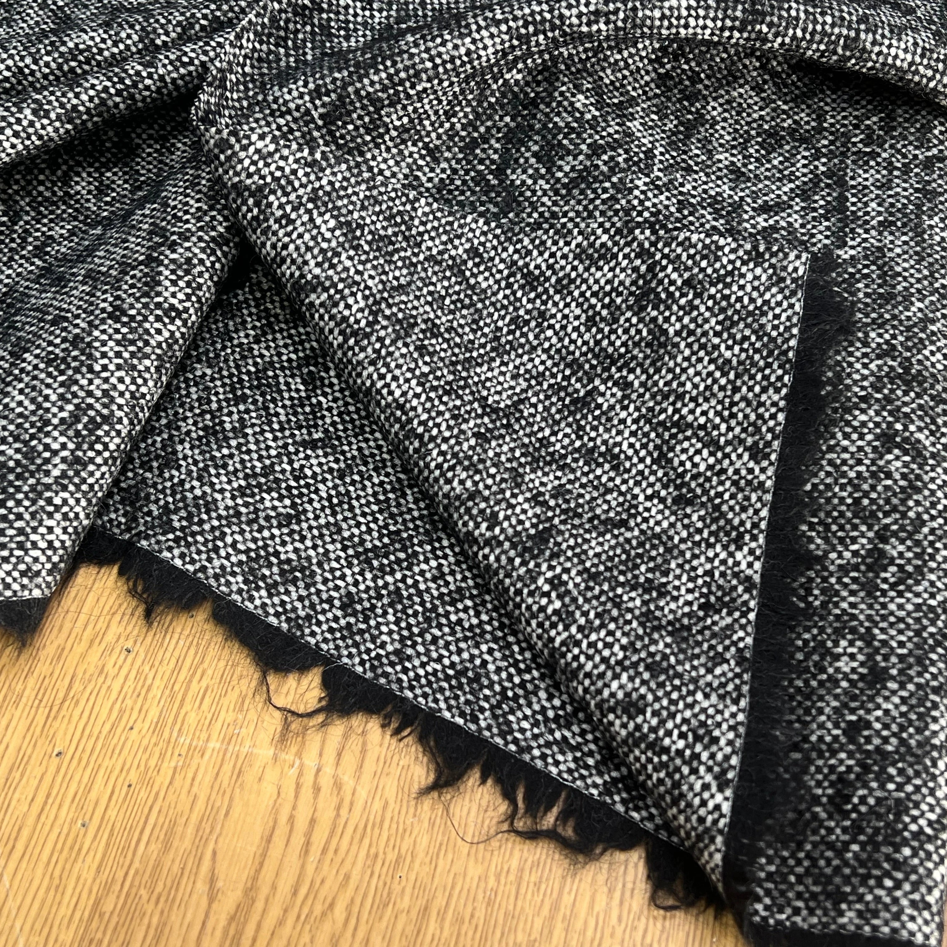 LAINAGE CHINÉ NOIR BLANC 100% LAINE - My Little Coupon