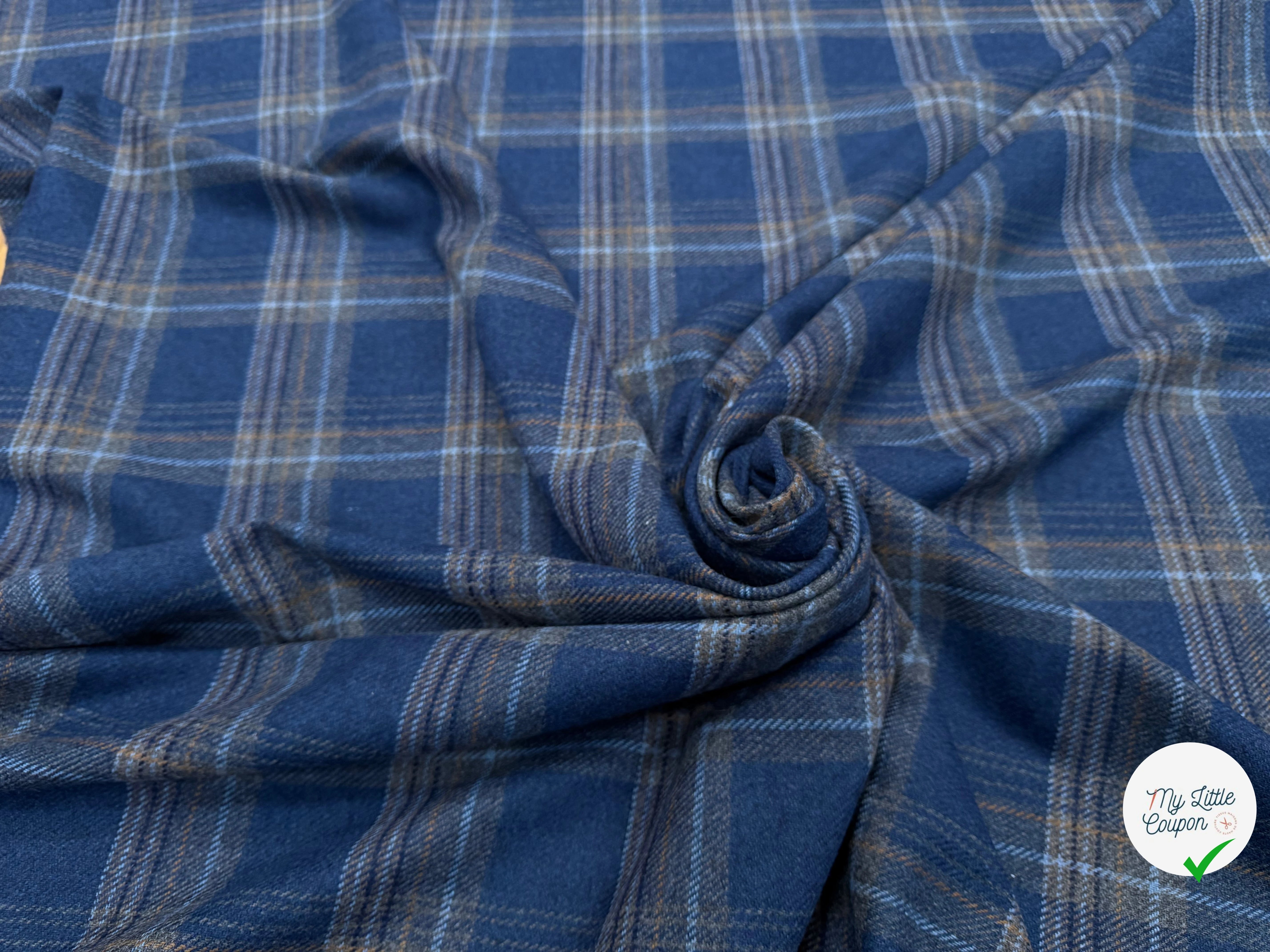 LAINAGE ECOSSAIS BLEU CARREAUX GRIS - My Little Coupon