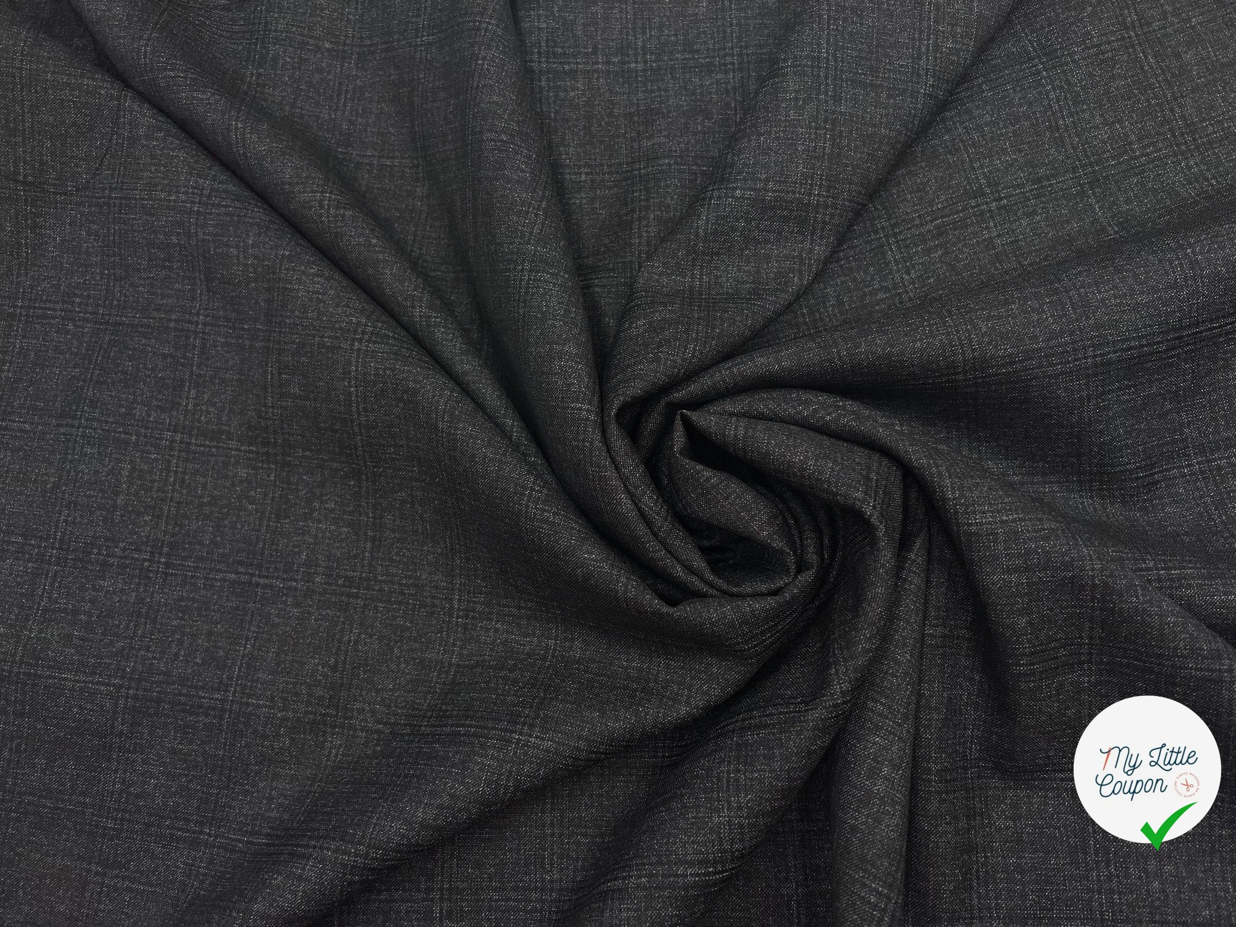 LAINAGE FIN CARREAUX FOND NOIR - My Little Coupon - tissu - coudre