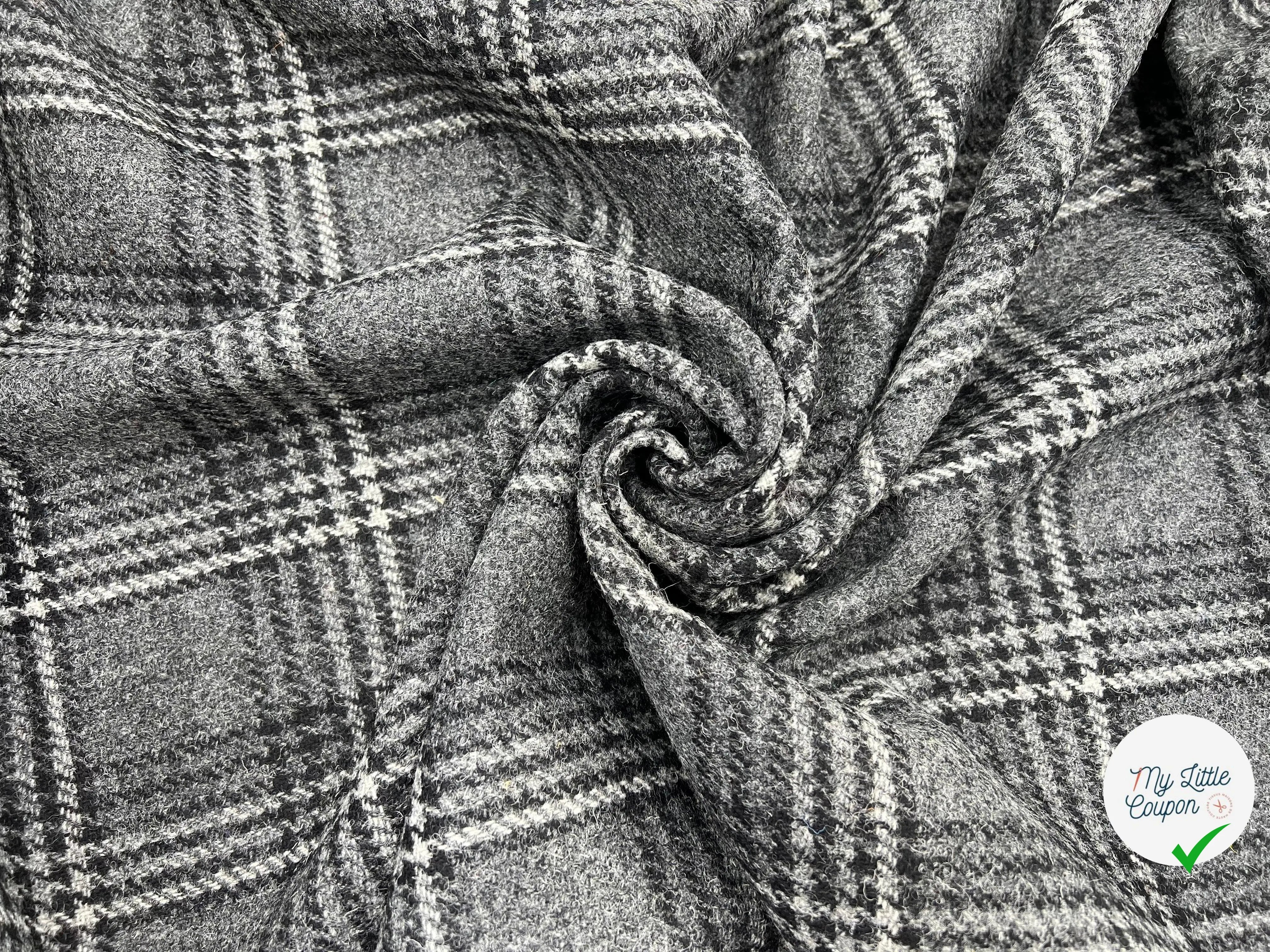 LAINAGE HARRIS TWEED VERITABLE GRIS ET NOIR - My Little Coupon - tissu - coudre