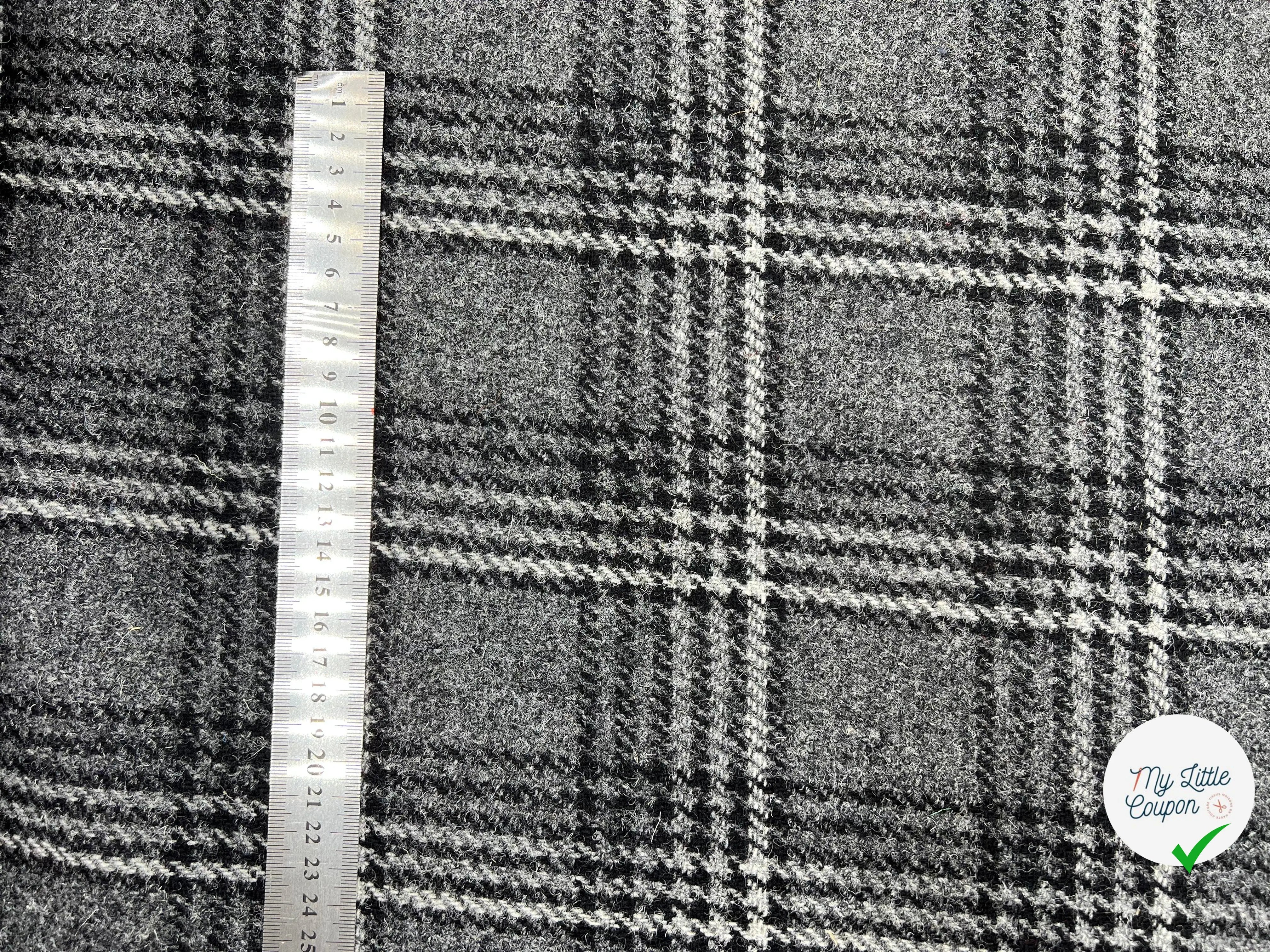 LAINAGE HARRIS TWEED VERITABLE GRIS ET NOIR - My Little Coupon - tissu - coudre