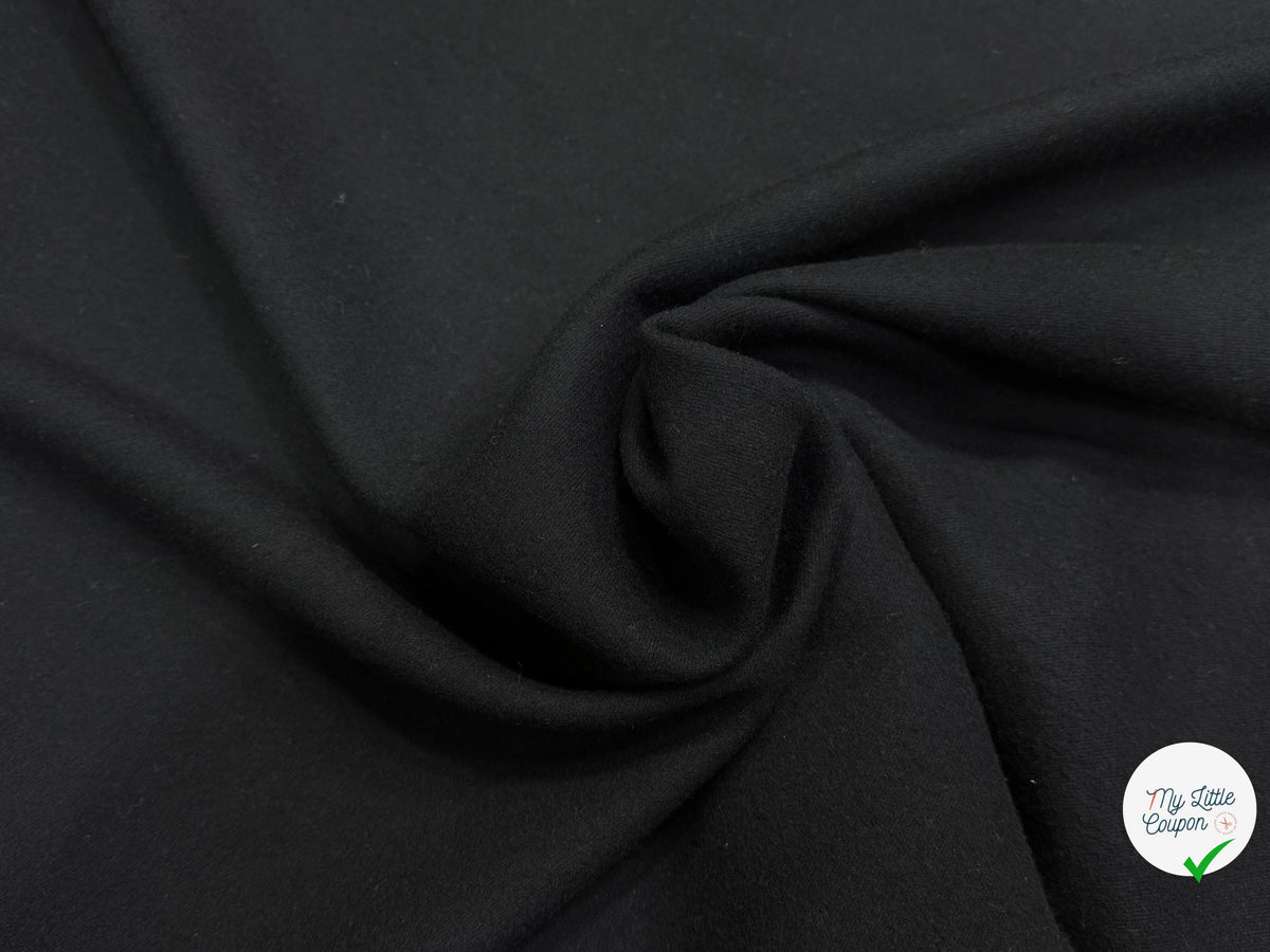 LAINAGE LOURD NOIR FACE SATINÉE ET FACE GRATTÉE 100% LAINE VIERGE - My Little Coupon