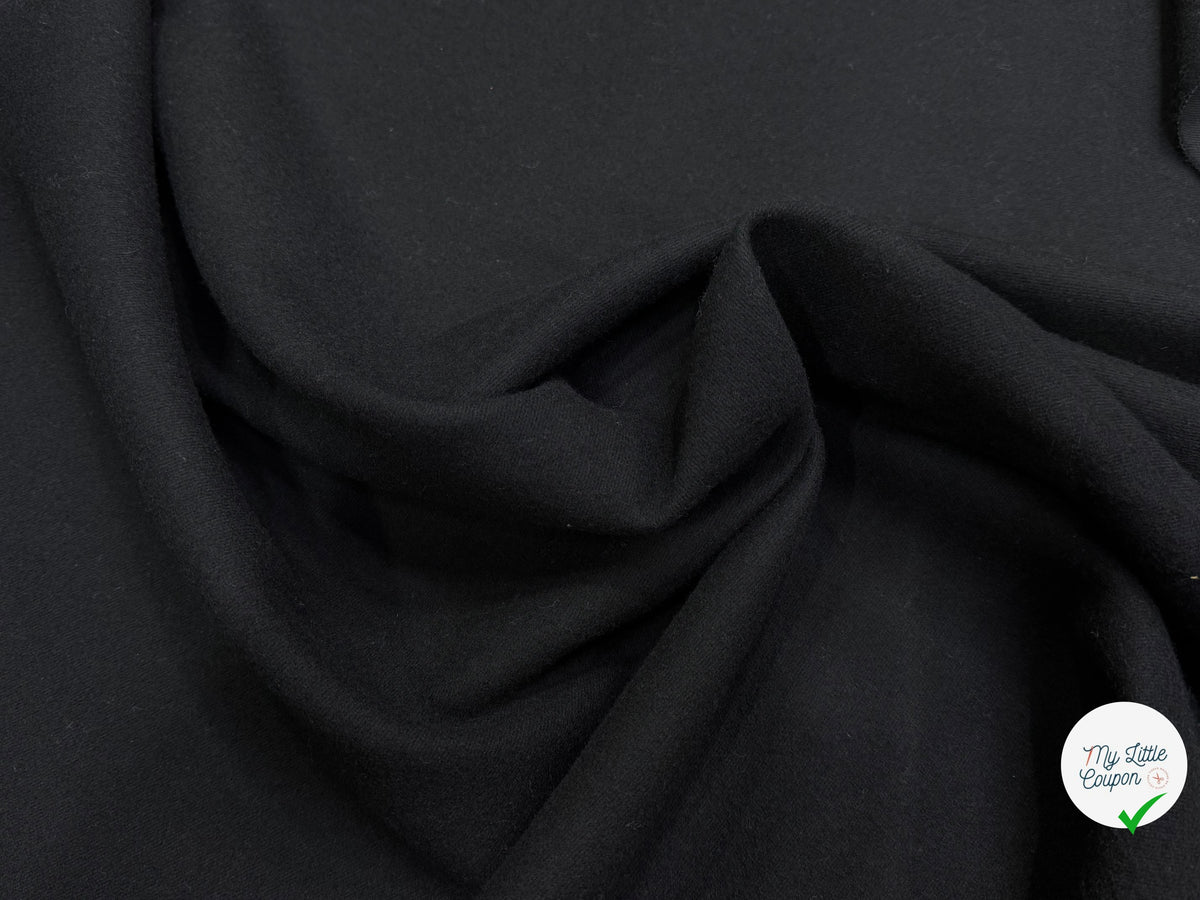 LAINAGE LOURD NOIR FACE SATINÉE ET FACE GRATTÉE 100% LAINE VIERGE - My Little Coupon