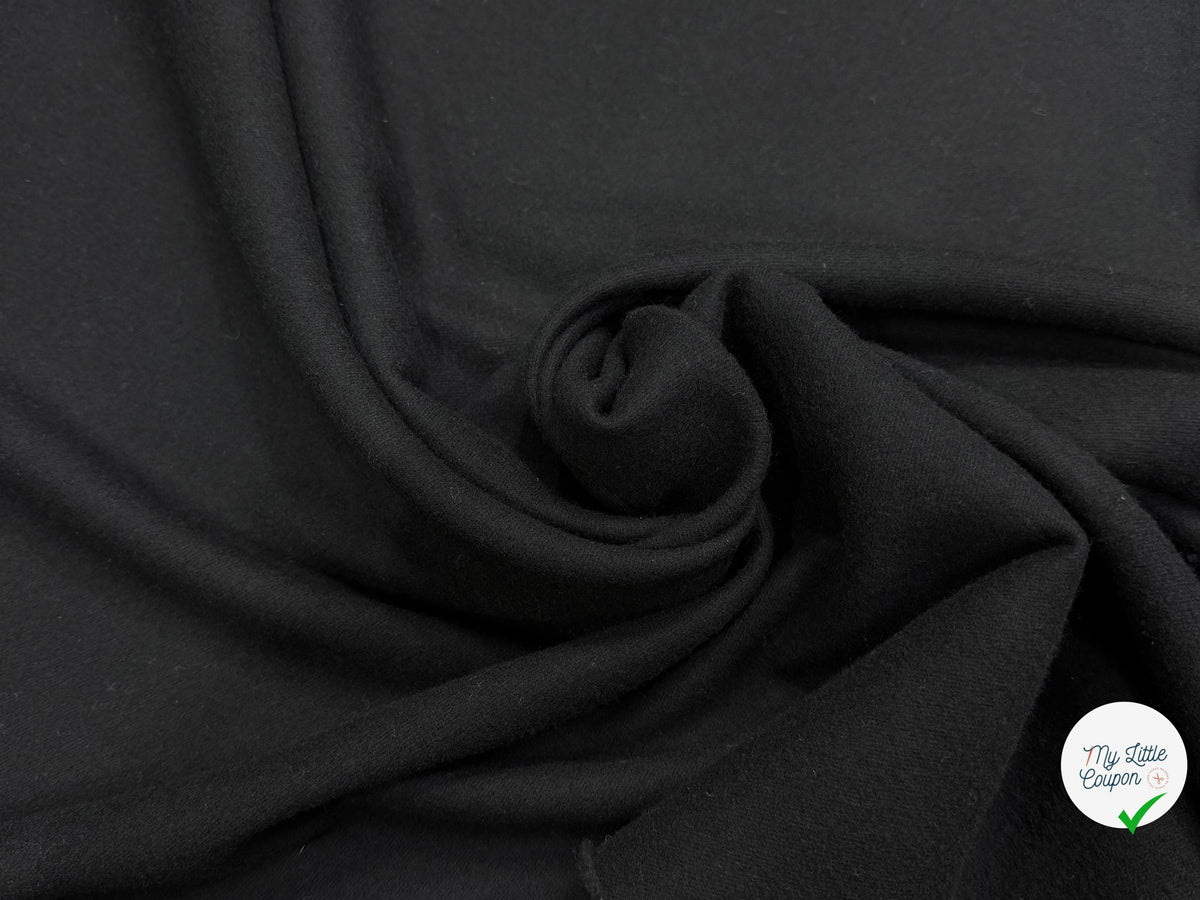 LAINAGE LOURD NOIR FACE SATINÉE ET FACE GRATTÉE 100% LAINE VIERGE - My Little Coupon