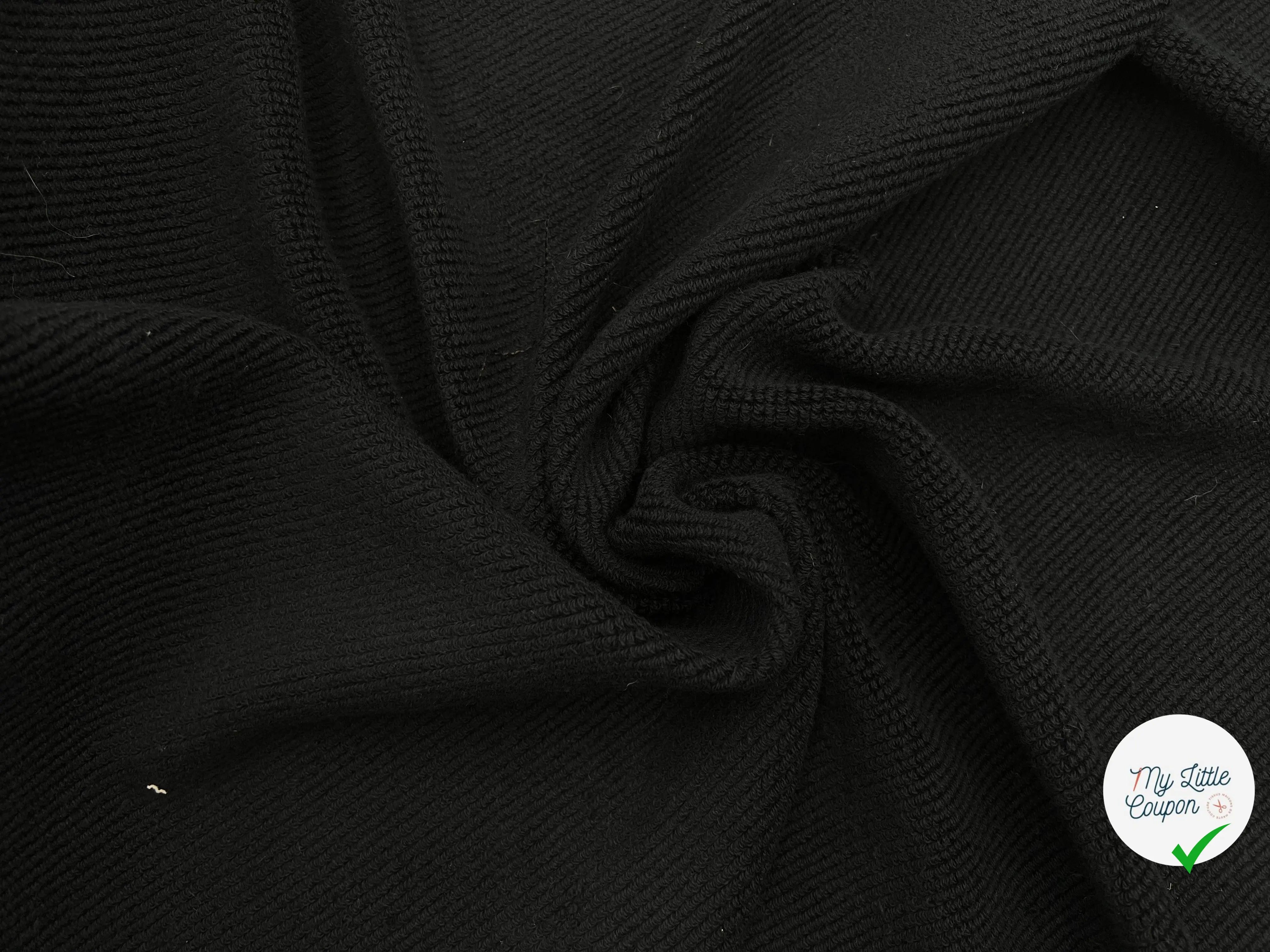 LAINAGE MAILLE DIAGONALE STRETCH NOIRE - coupon de tissu de 3 mĂštres - My Little Coupon - tissu - coudre