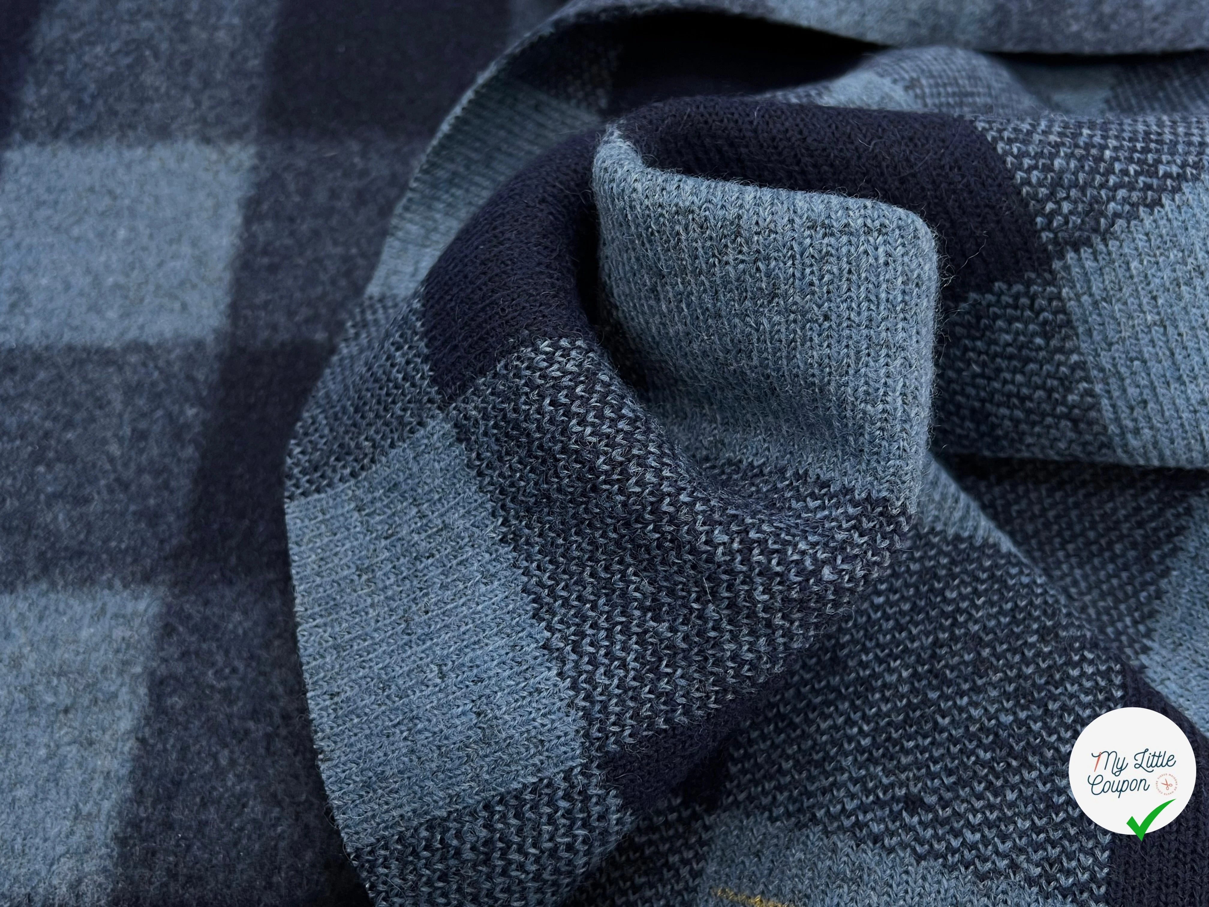 LAINAGE MANTEAU 27% LAINE À CARREAUX BLEU NAVY - My Little Coupon