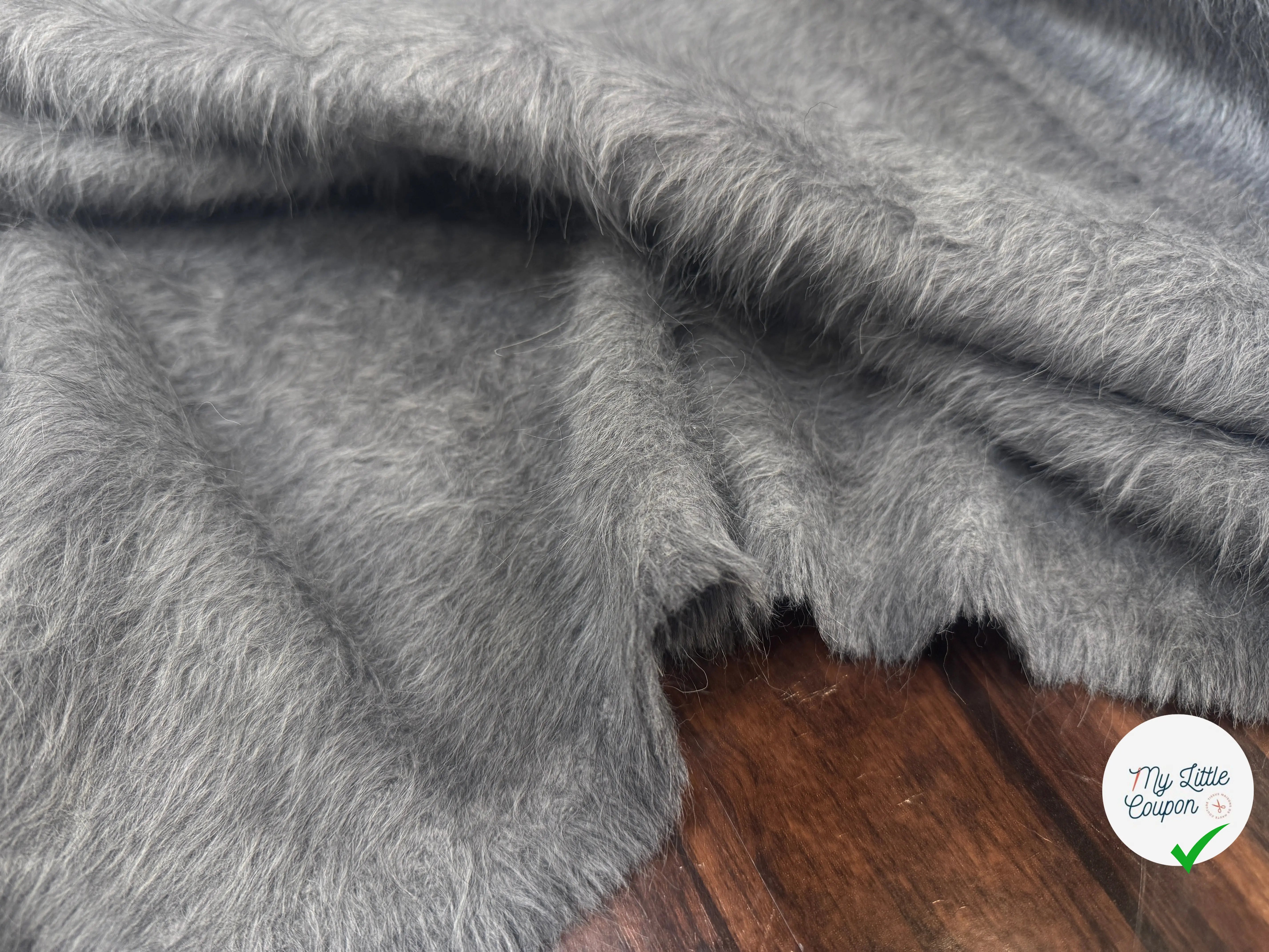 LAINAGE MANTEAU ALPAGA FOURRURE GRIS LUMINEUX - My Little Coupon