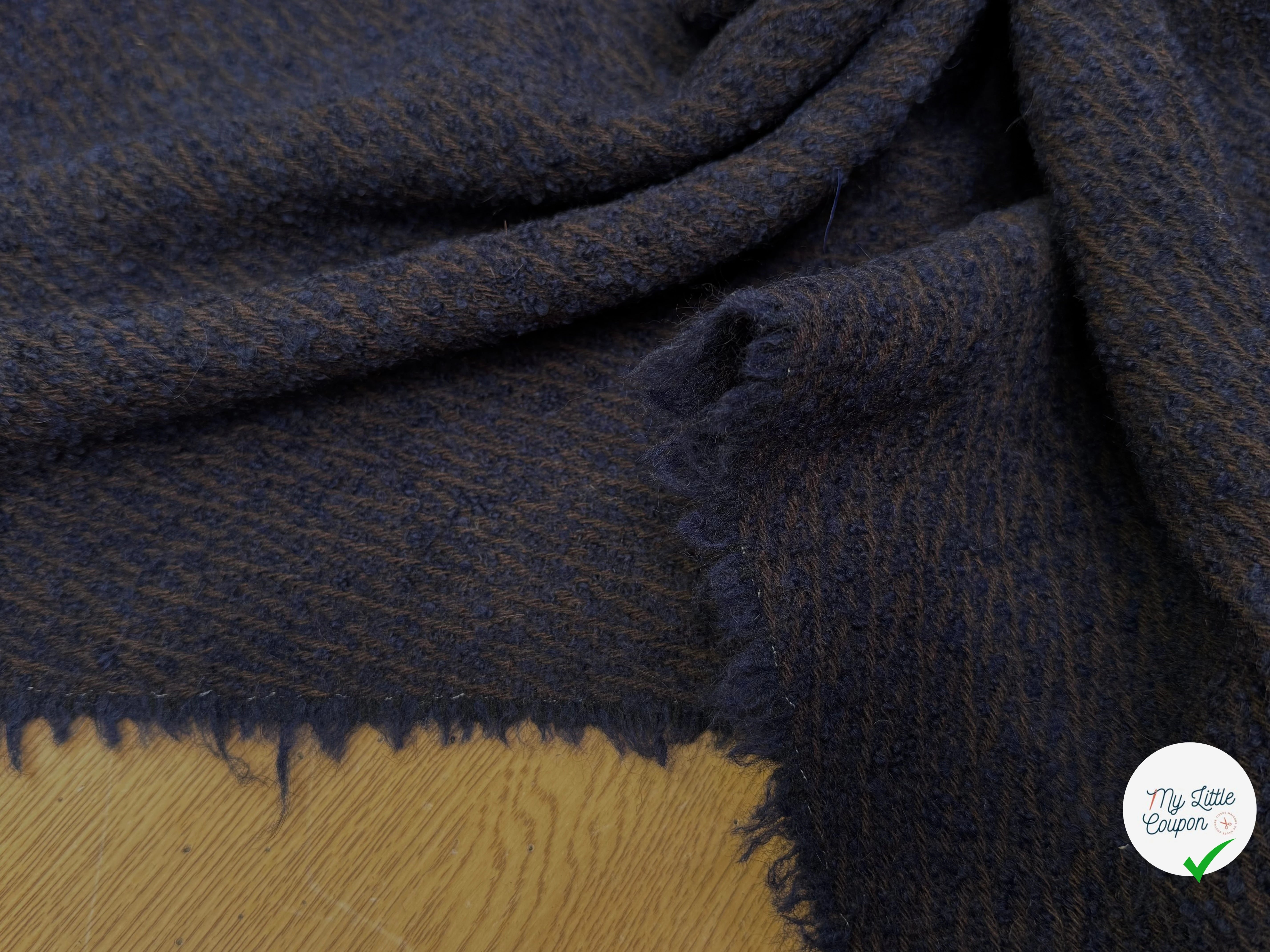 LAINAGE MANTEAU BOUCLETTE BLEU MARRON 10% ALPAGA - My Little Coupon