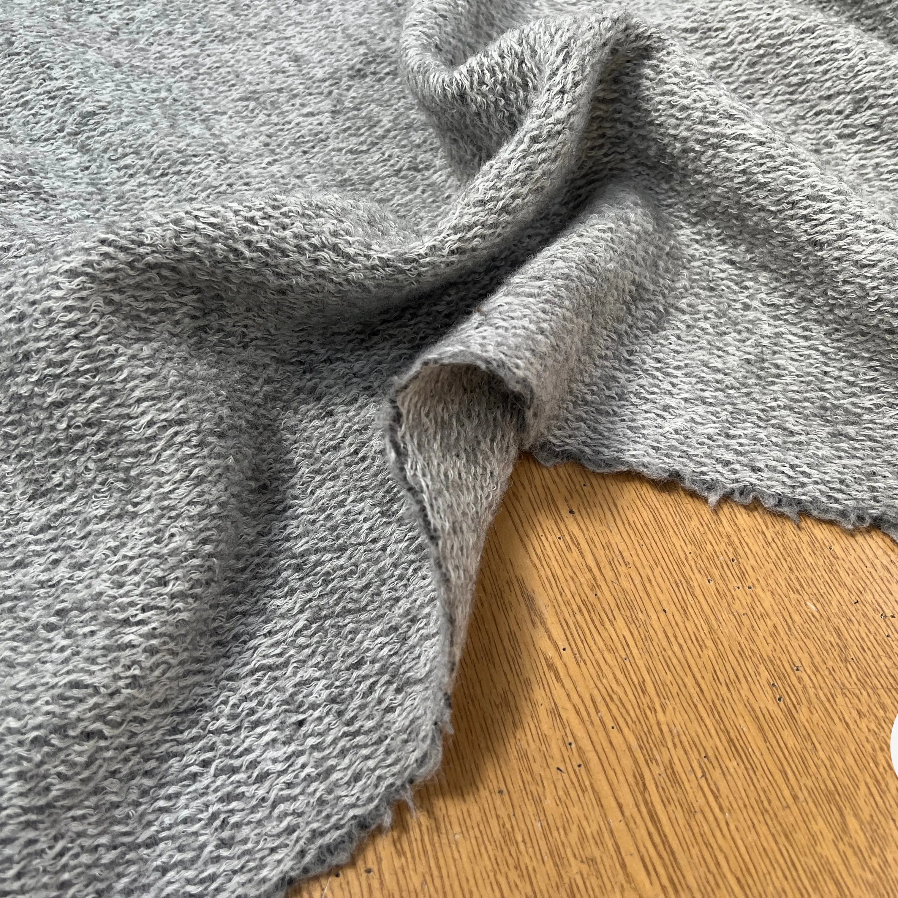 LAINAGE MANTEAU BOUCLETTE LAINE MERINOS GRIS CLAIR - My Little Coupon