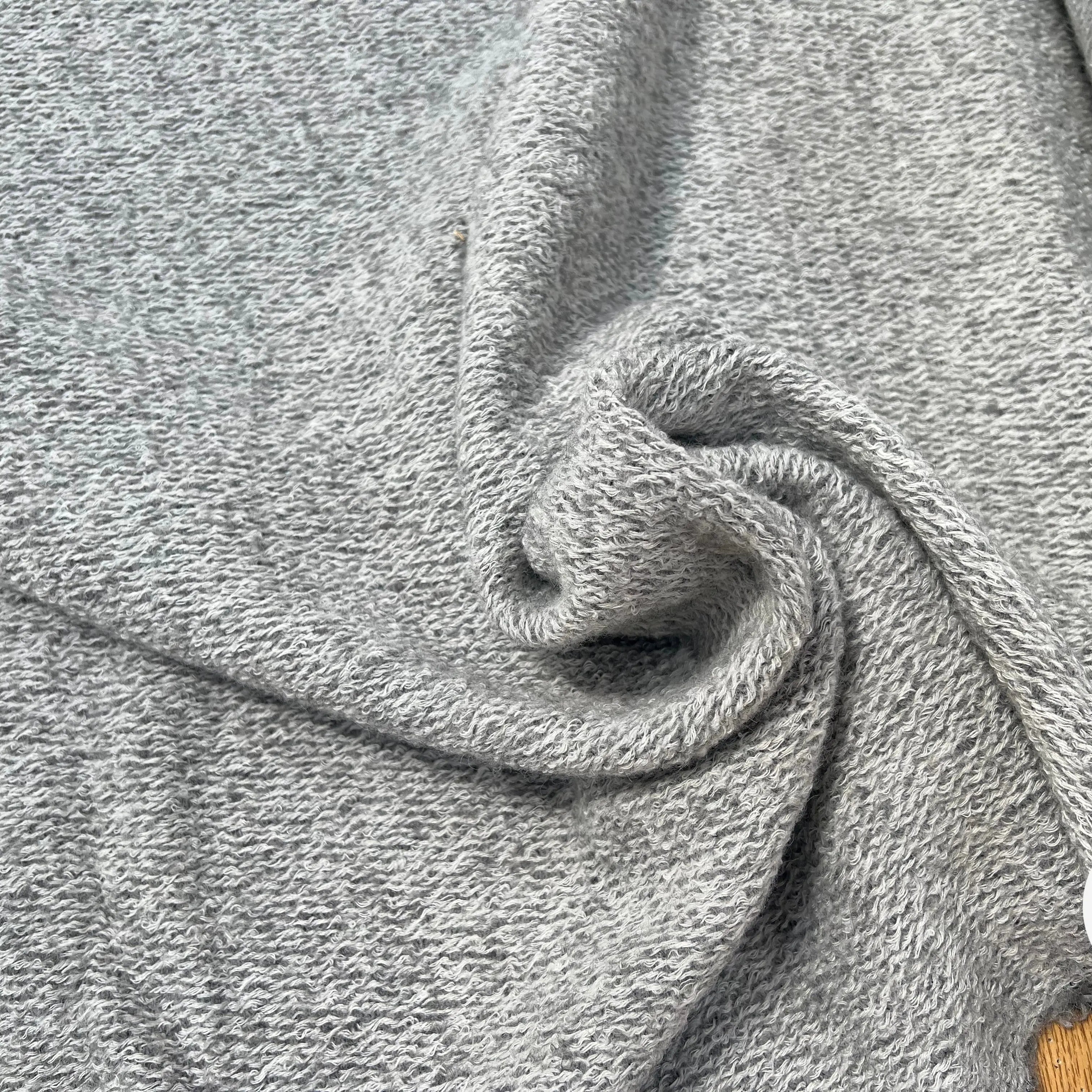 LAINAGE MANTEAU BOUCLETTE LAINE MERINOS GRIS CLAIR - My Little Coupon