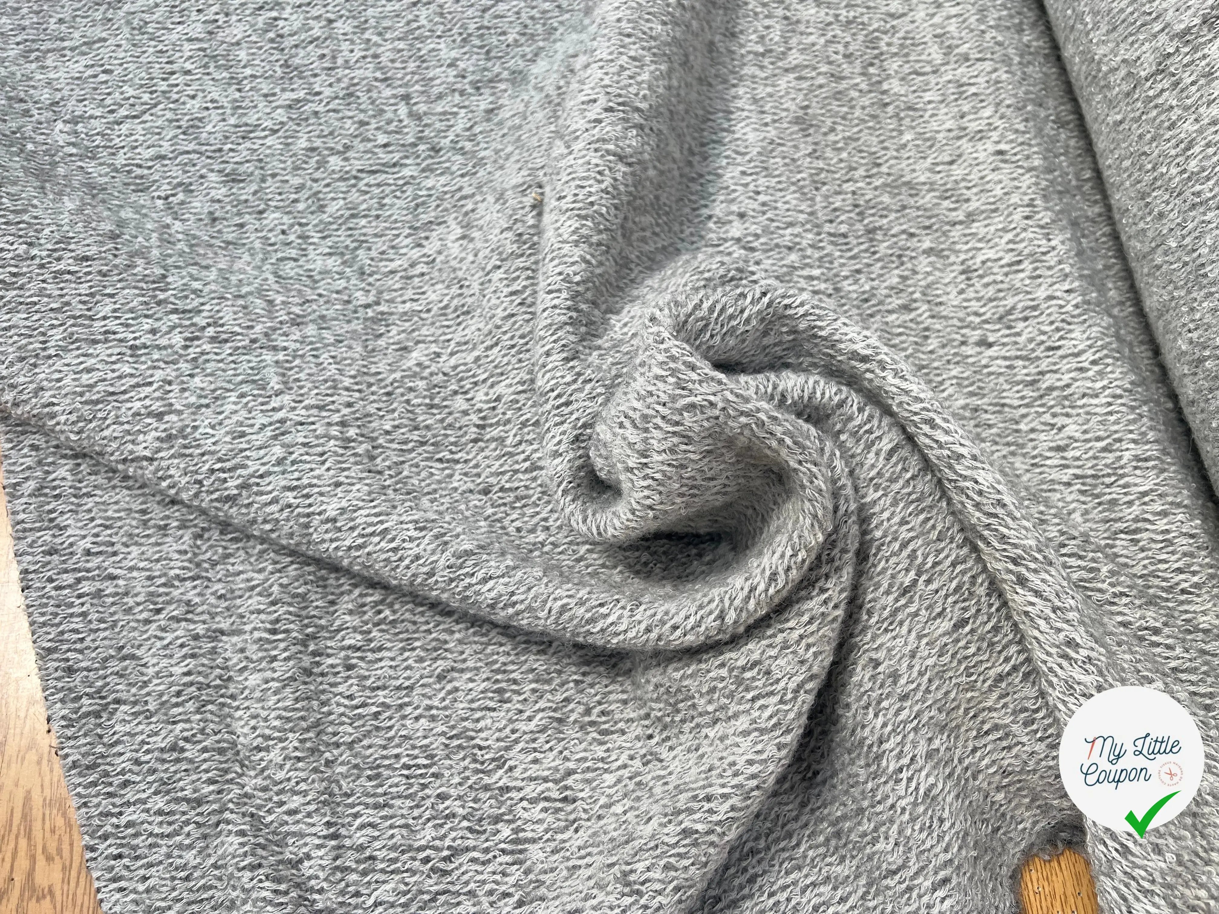 LAINAGE MANTEAU BOUCLETTE LAINE MERINOS GRIS CLAIR - My Little Coupon