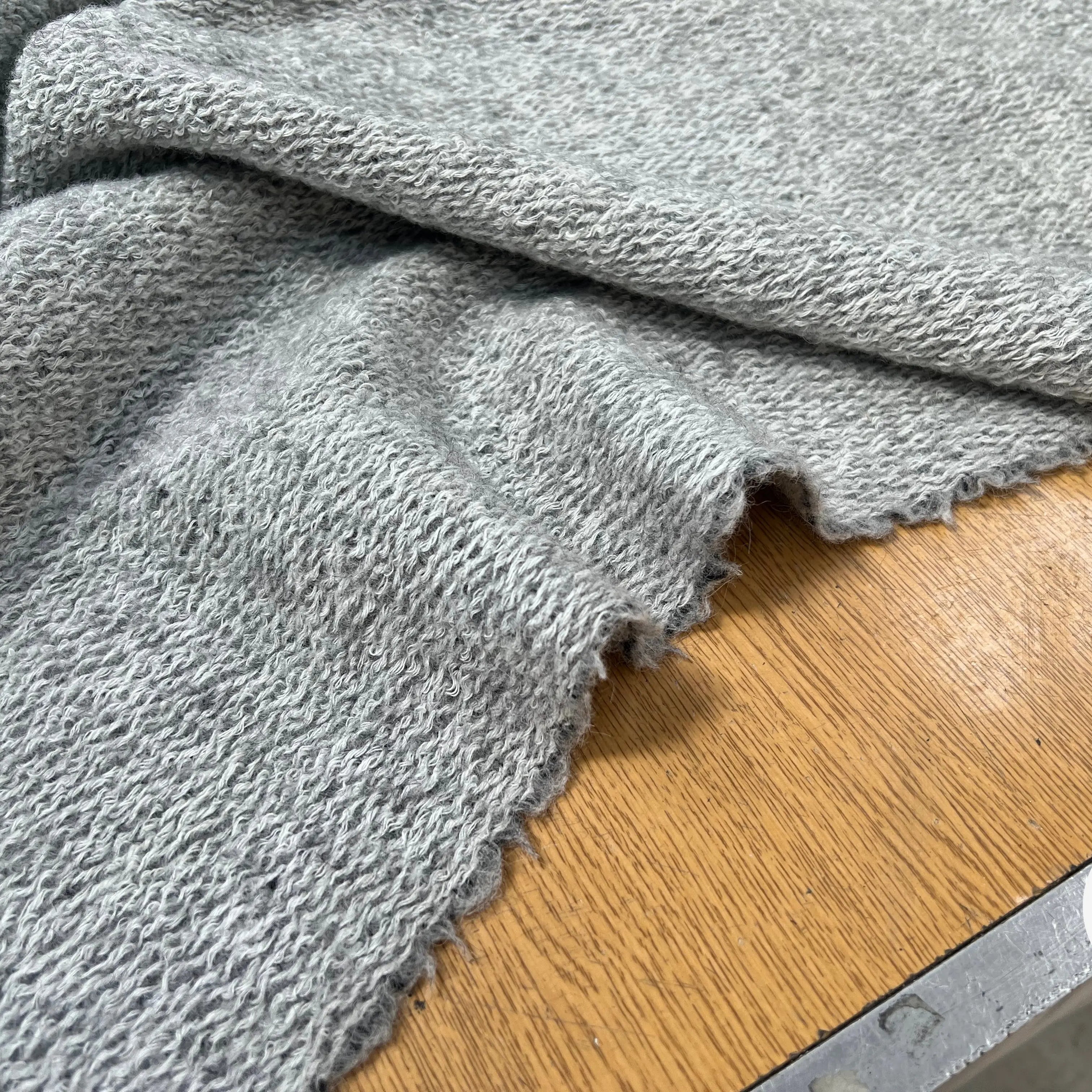 LAINAGE MANTEAU BOUCLETTE LAINE MERINOS GRIS CLAIR - My Little Coupon