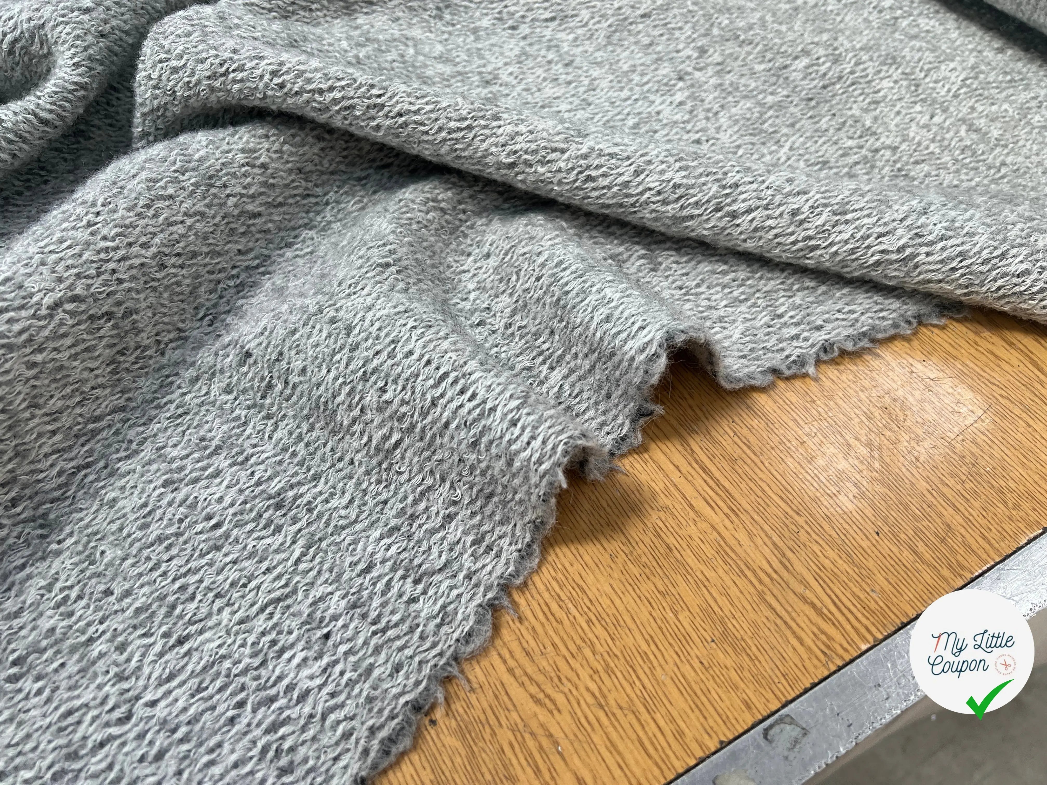 LAINAGE MANTEAU BOUCLETTE LAINE MERINOS GRIS CLAIR - My Little Coupon