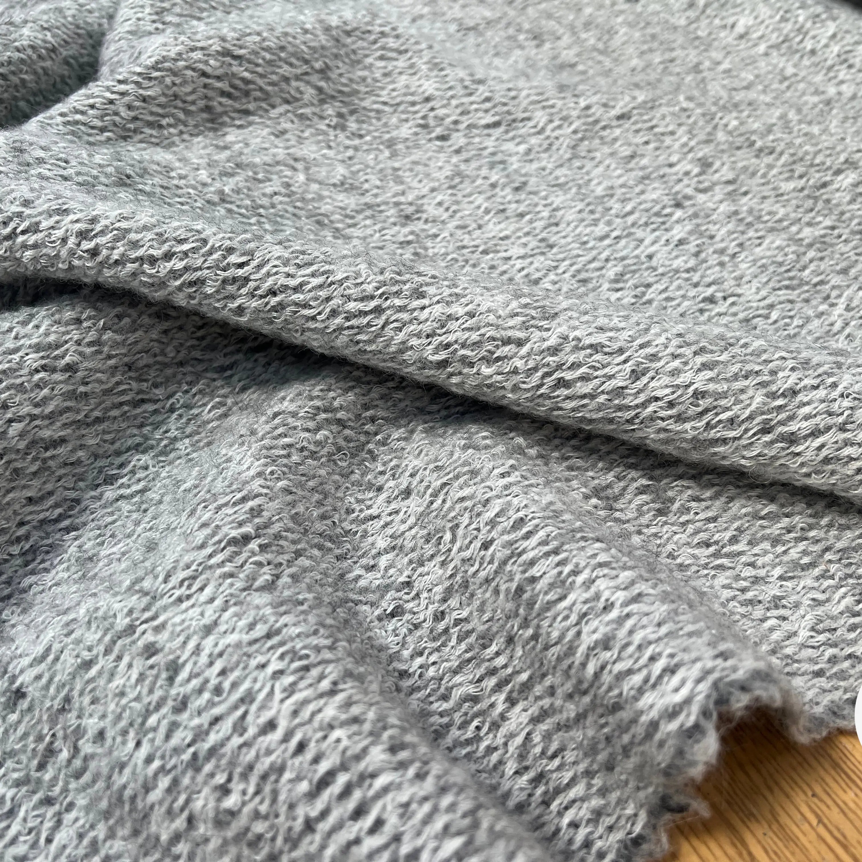 LAINAGE MANTEAU BOUCLETTE LAINE MERINOS GRIS CLAIR - My Little Coupon