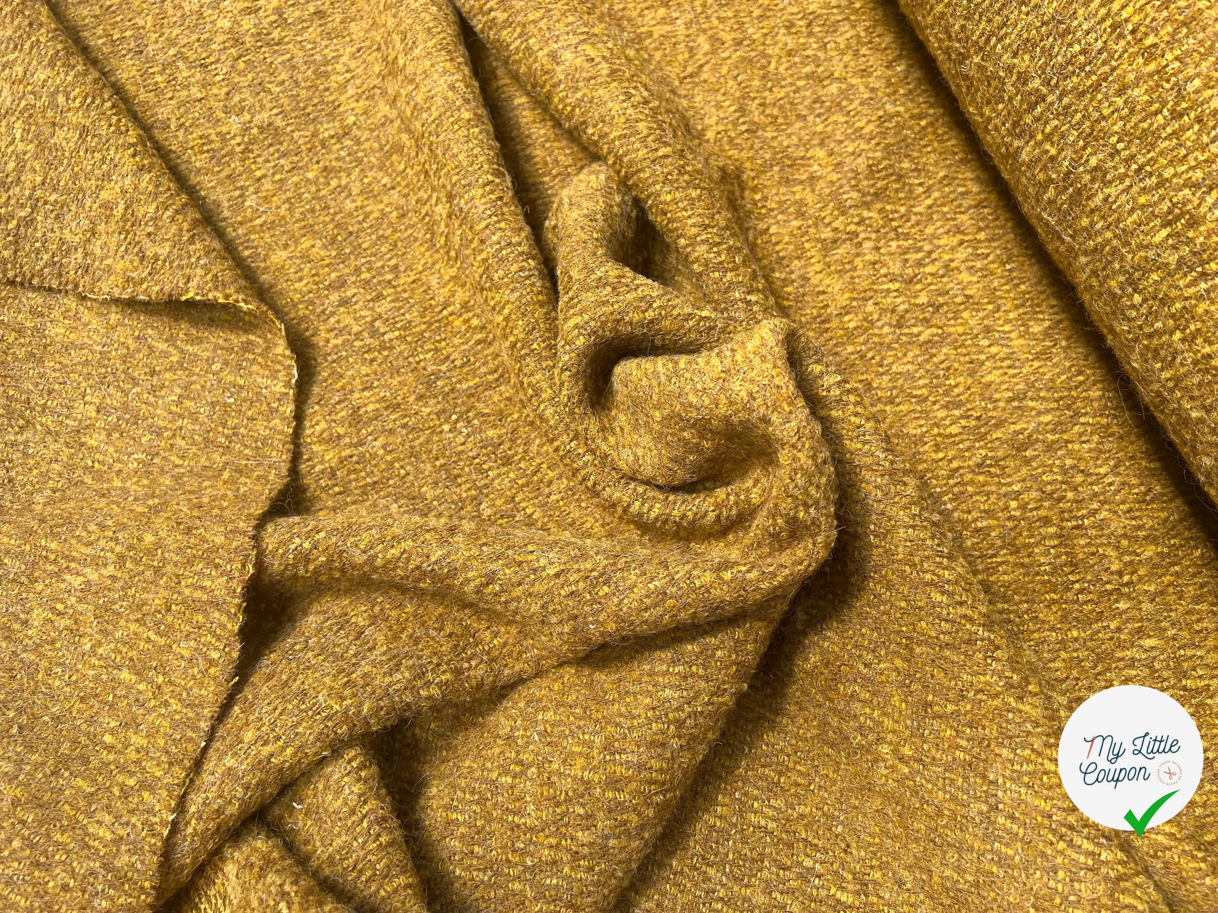 LAINAGE MANTEAU BOUCLETTE LAINE MERINOS MOUTARDE - My Little Coupon