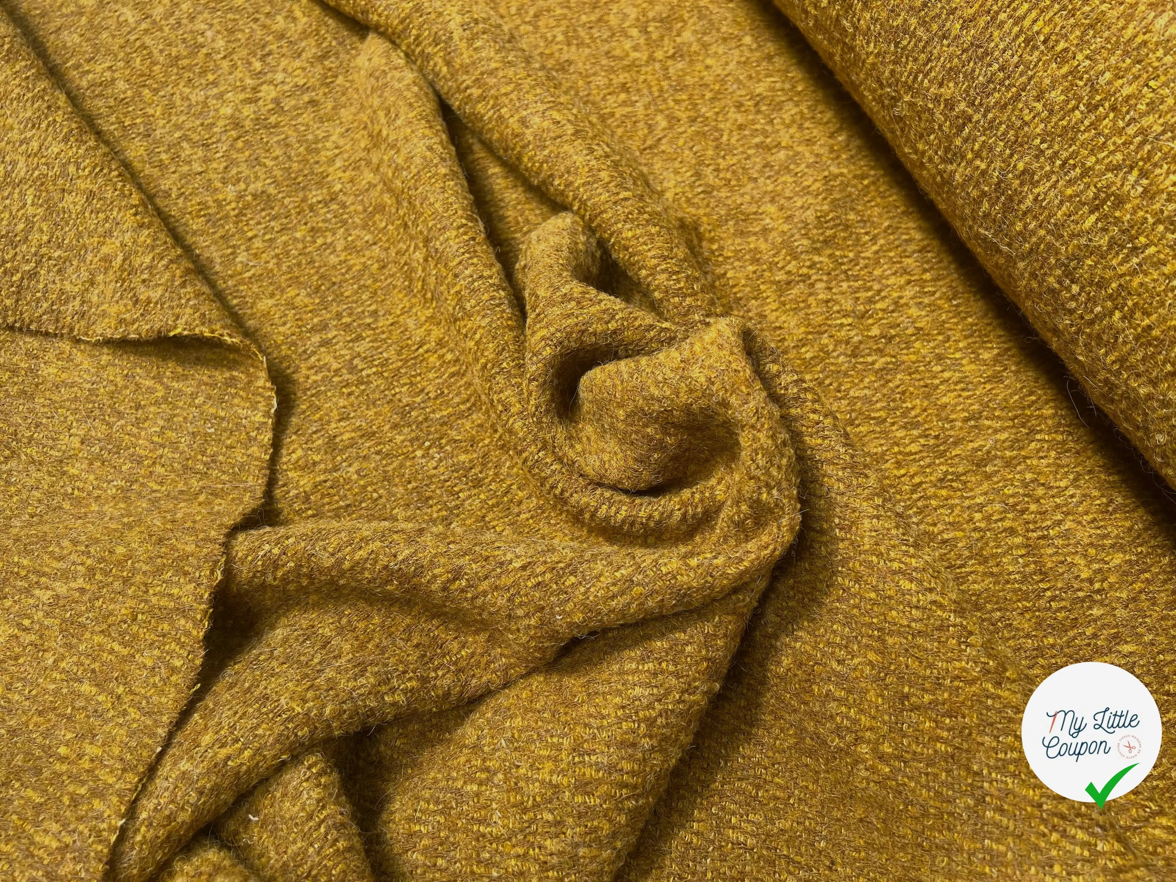 LAINAGE MANTEAU BOUCLETTE LAINE MERINOS MOUTARDE - My Little Coupon