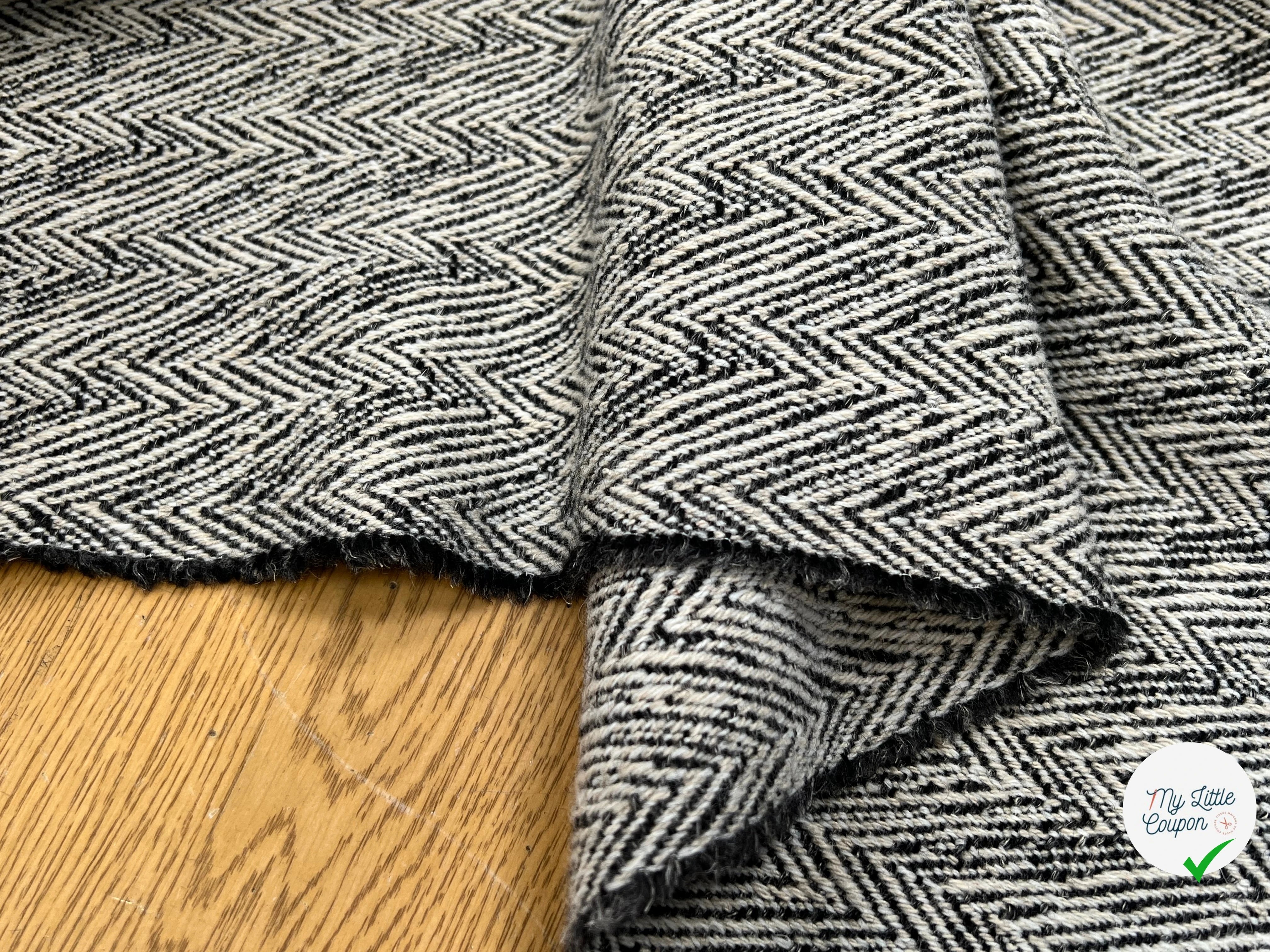 LAINAGE MANTEAU CHEVRON BEIGE NOIR - My Little Coupon