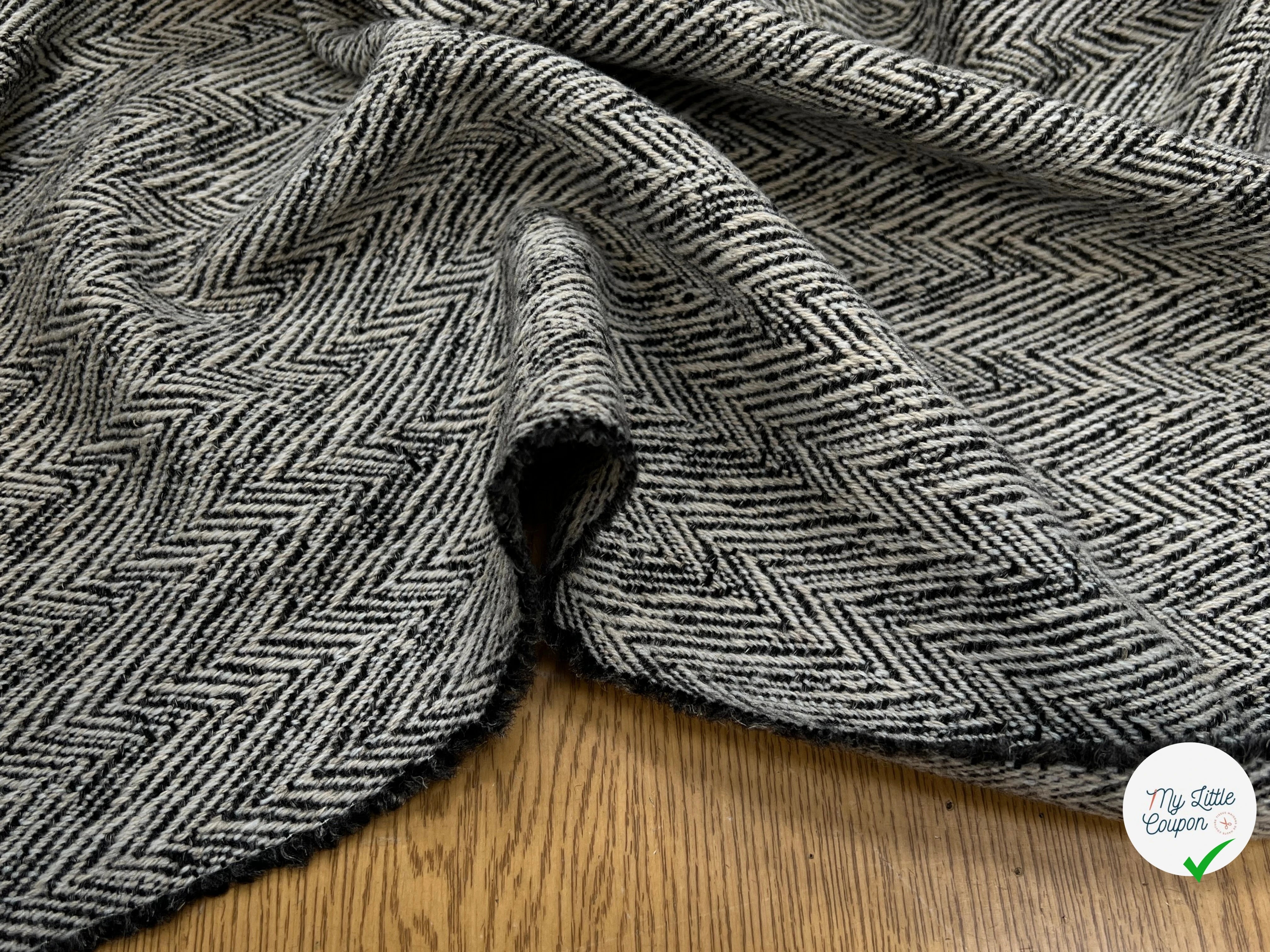 LAINAGE MANTEAU CHEVRON BEIGE NOIR - My Little Coupon