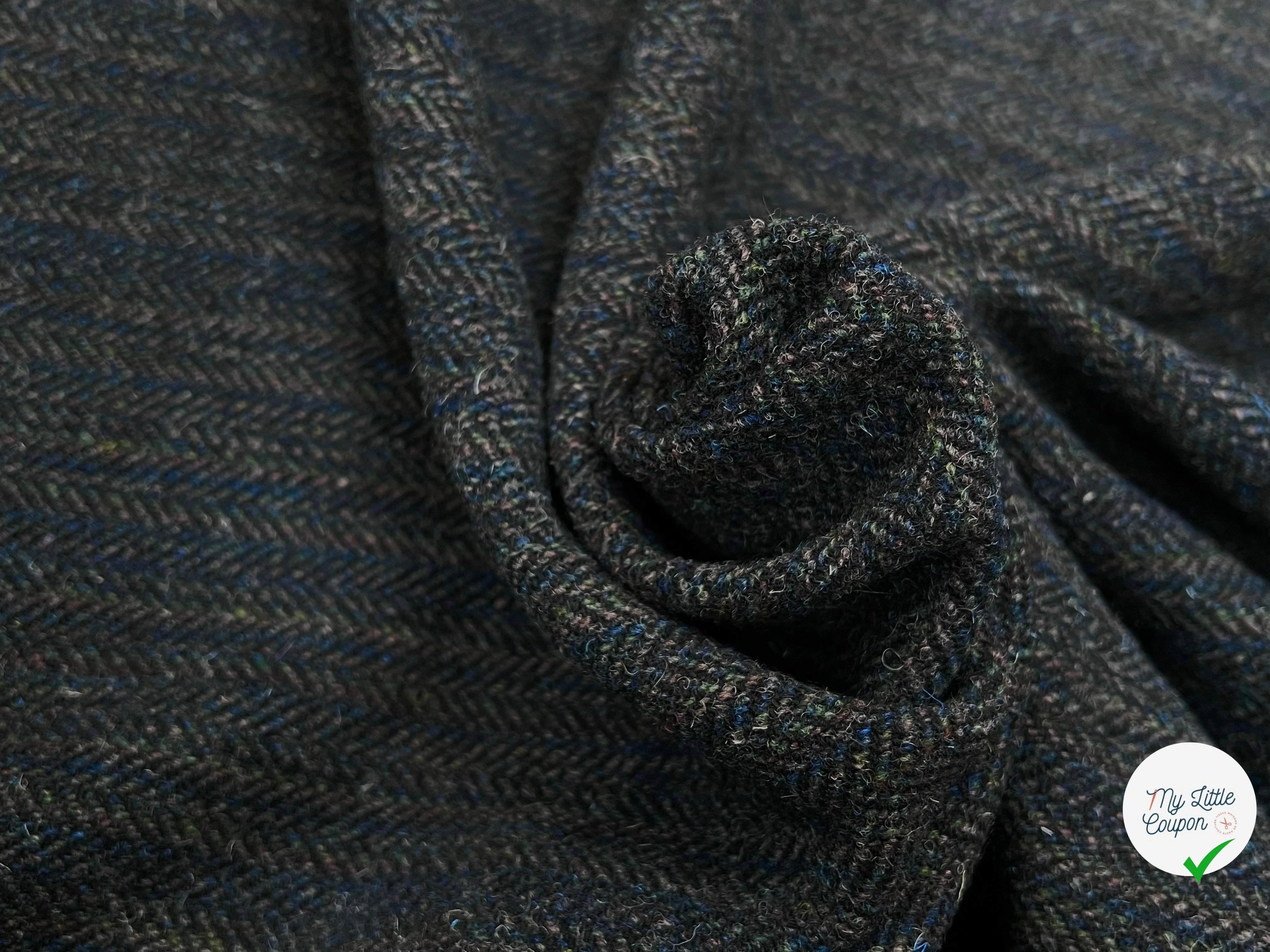 LAINAGE MANTEAU CHEVRON MULTICOLORES BLEU VERT GRIS 100% LAINE - My Little Coupon