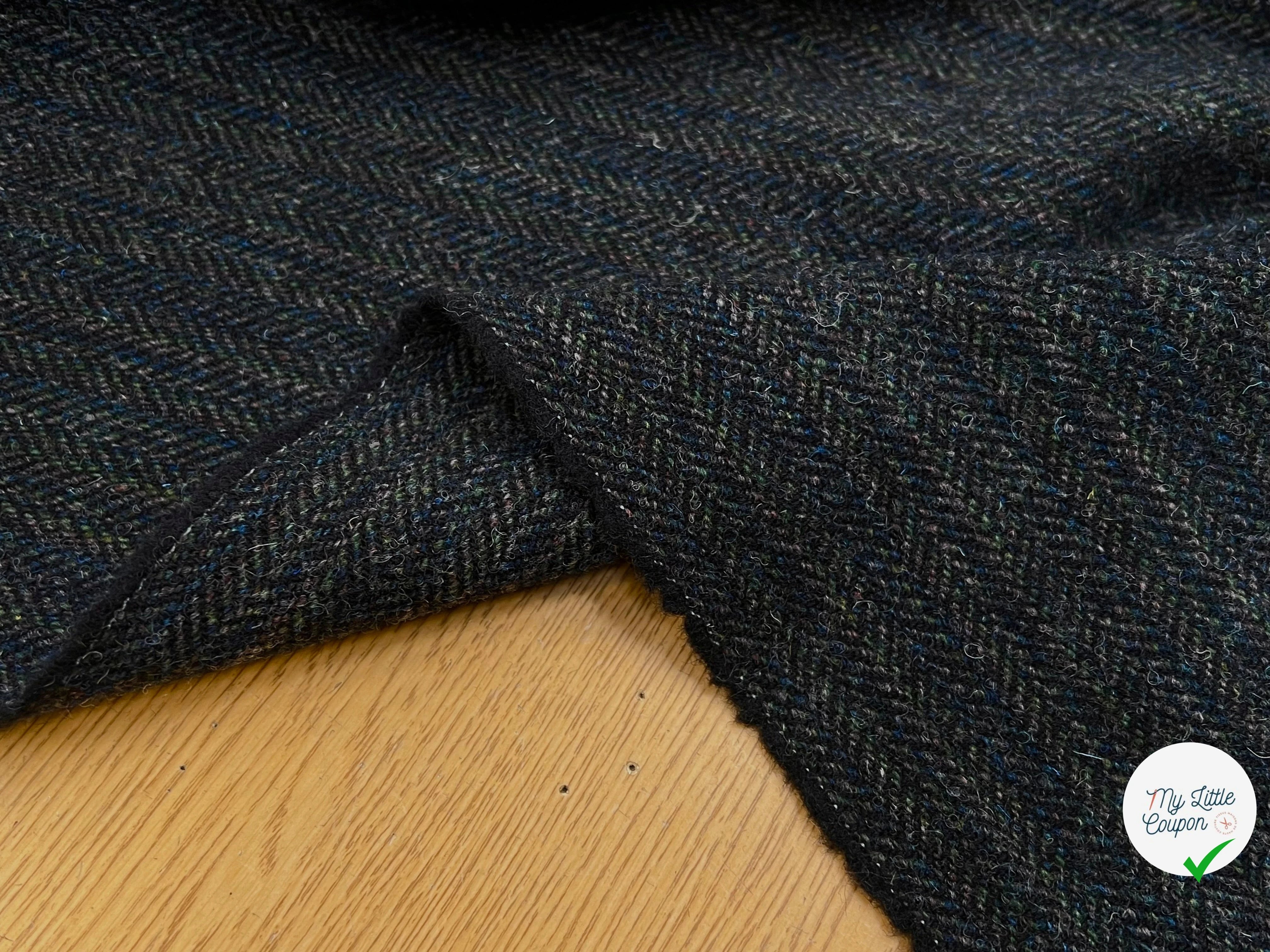 LAINAGE MANTEAU CHEVRON MULTICOLORES BLEU VERT GRIS 100% LAINE - My Little Coupon