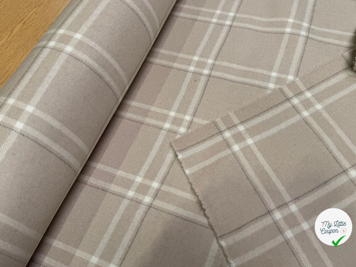 LAINAGE MANTEAU ECOSSAIS DOUX 10% CACHEMIRE 88% LAINE BEIGE - My Little Coupon