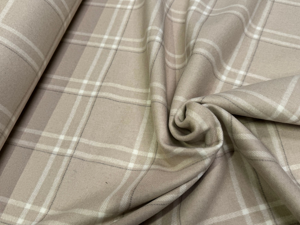 LAINAGE MANTEAU ECOSSAIS DOUX 10% CACHEMIRE 88% LAINE BEIGE - My Little Coupon