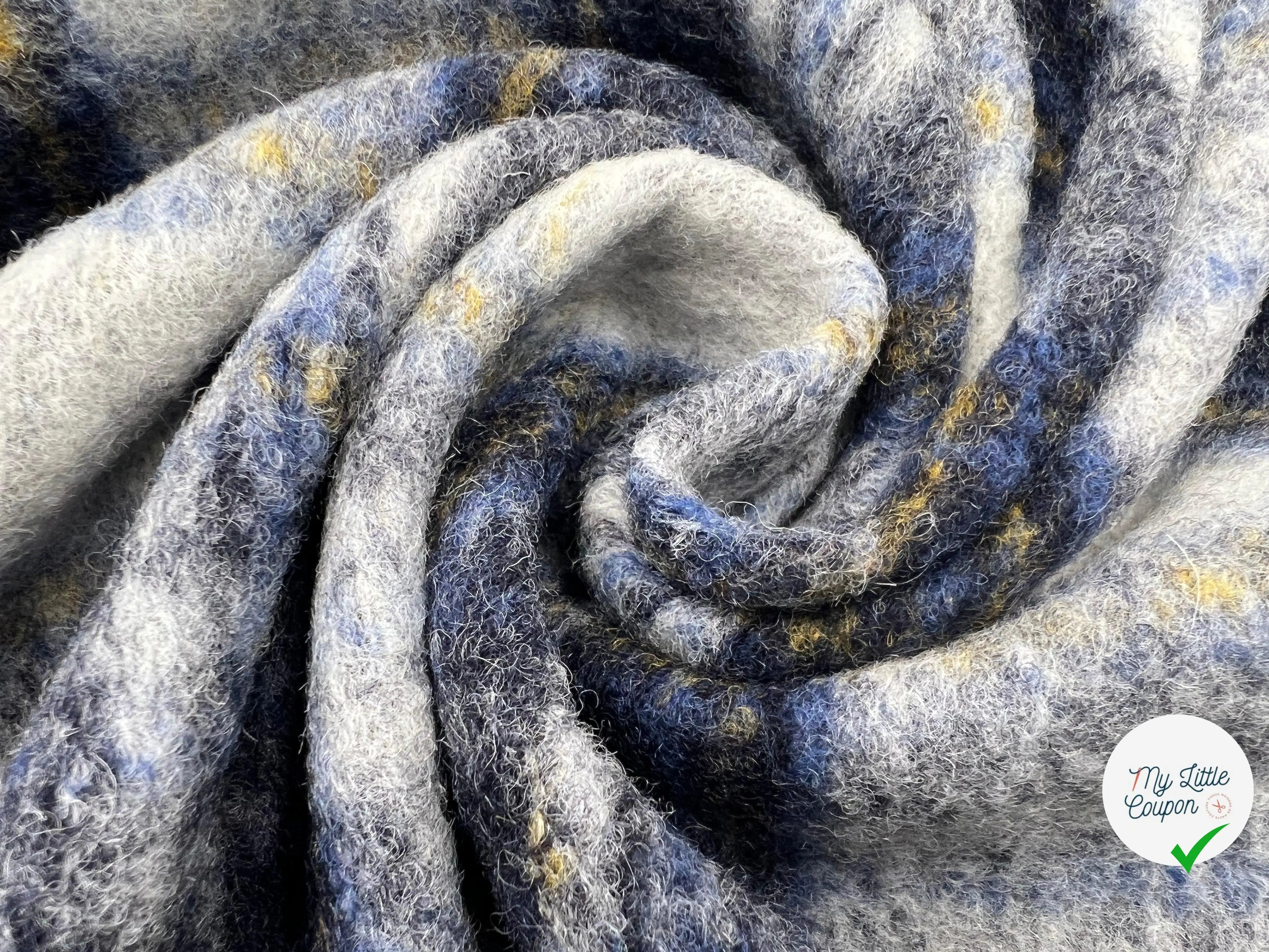 LAINAGE MANTEAU ÉCOSSAIS TONS DE BLEU ET GRIS - My Little Coupon - tissu - coudre