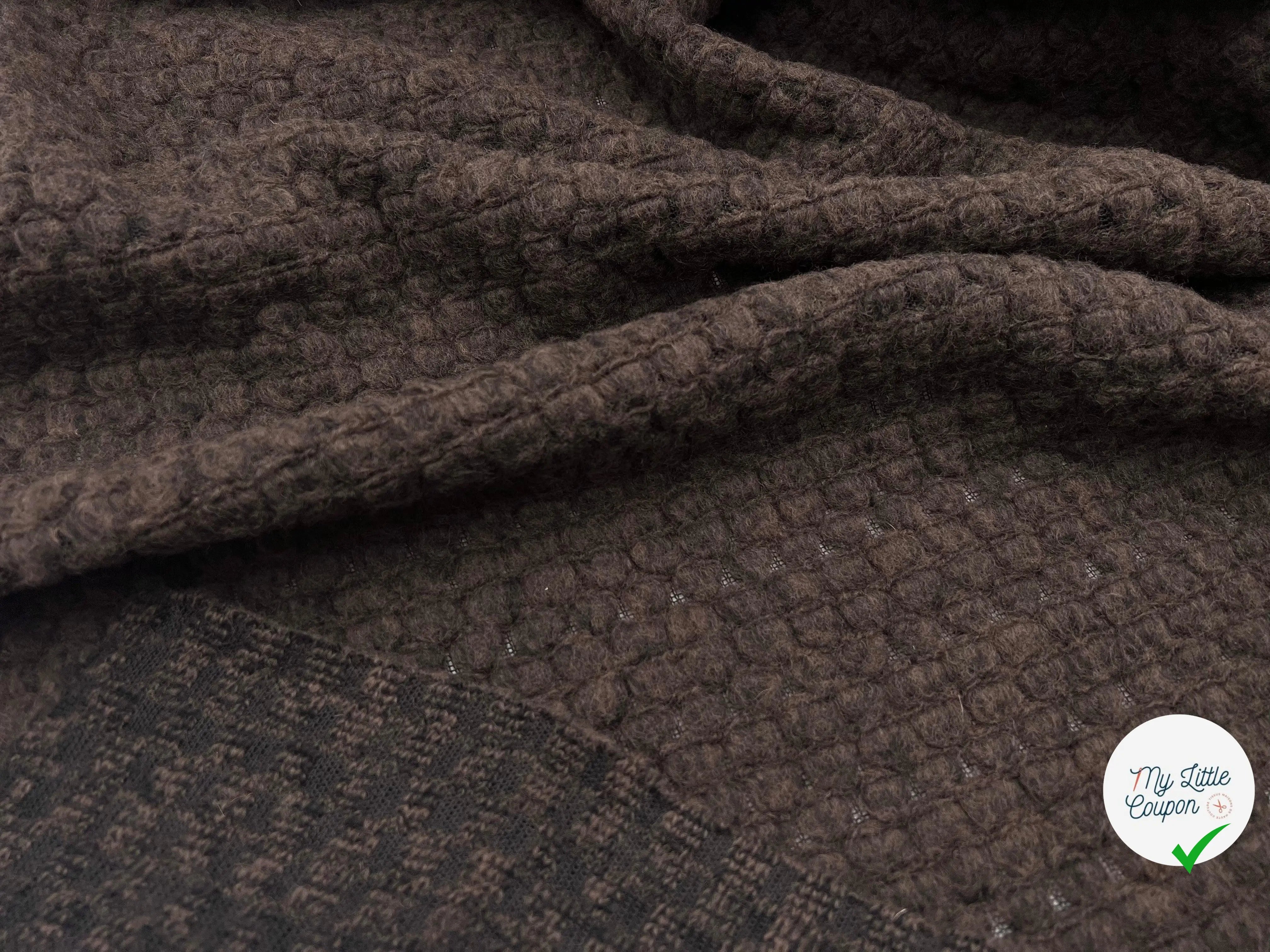 LAINAGE MANTEAU NUAGES MARRON FAÇON TRICOT - My Little Coupon - tissu - coudre