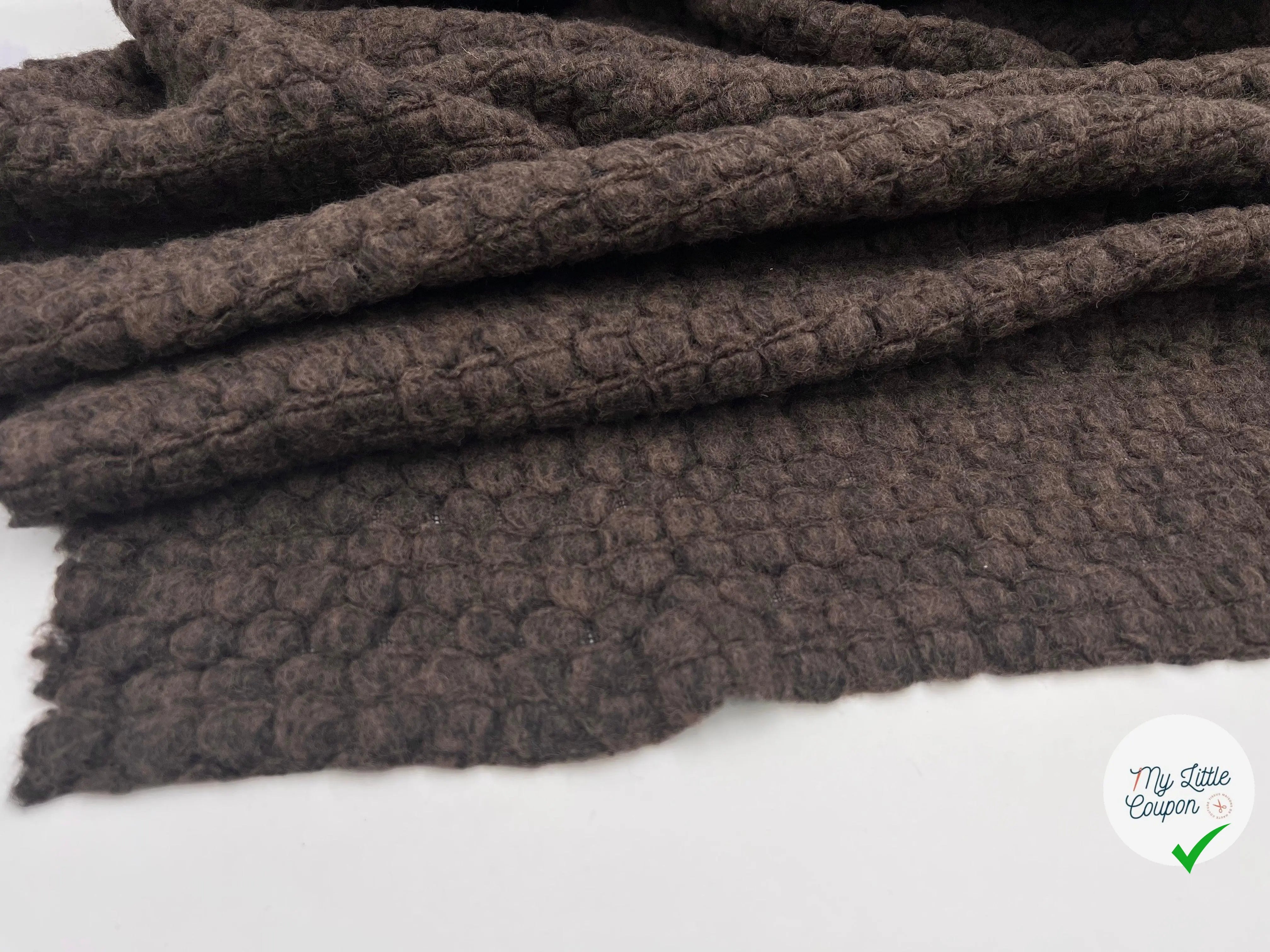 LAINAGE MANTEAU NUAGES MARRON FAÇON TRICOT - My Little Coupon - tissu - coudre