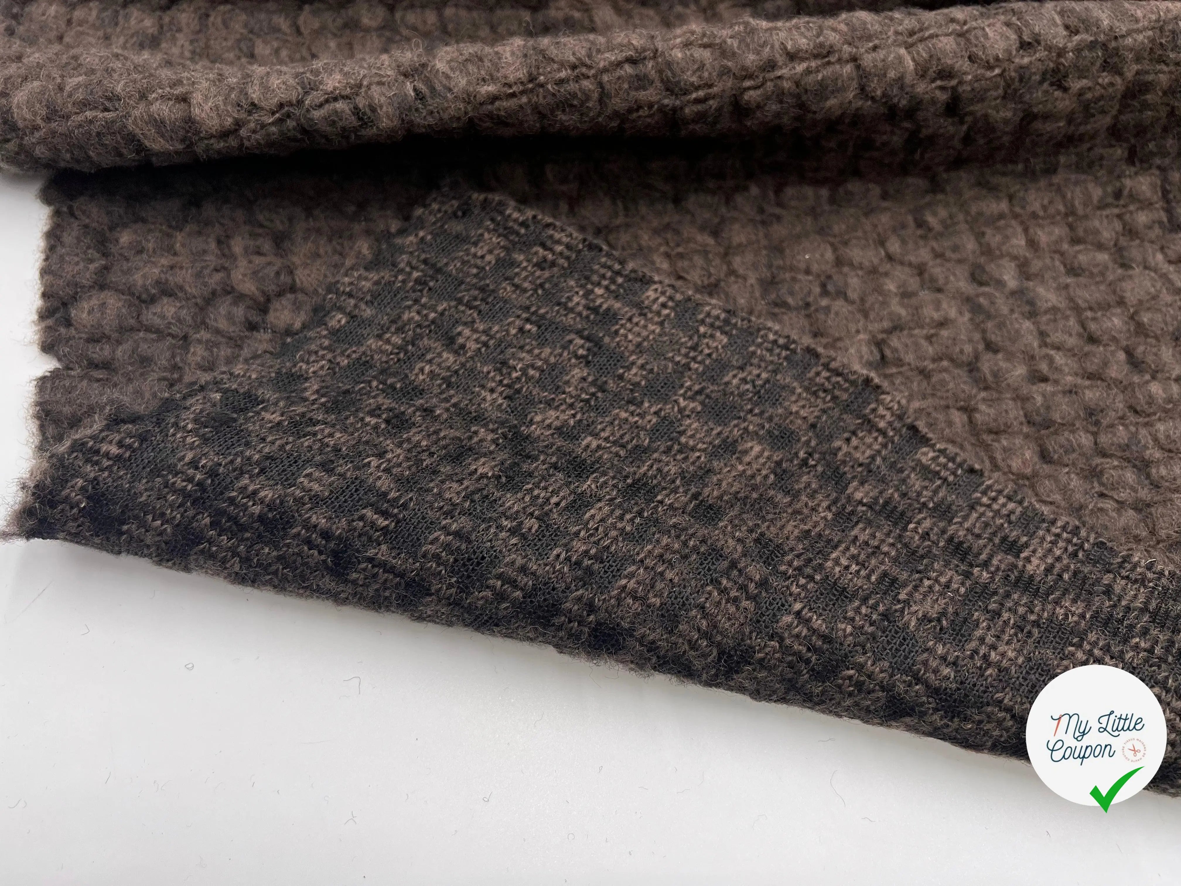 LAINAGE MANTEAU NUAGES MARRON FAÇON TRICOT - My Little Coupon - tissu - coudre