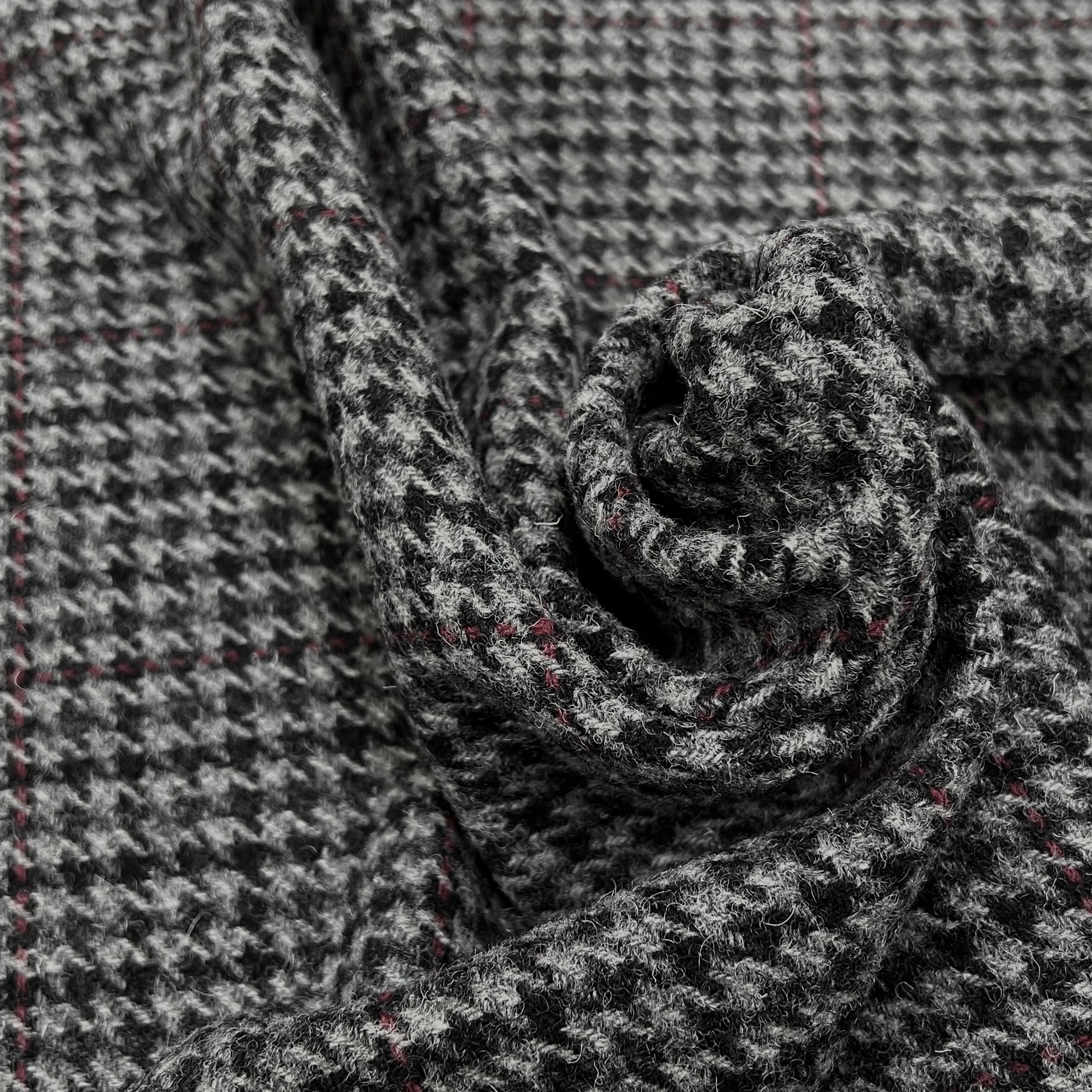 LAINAGE MANTEAU PIED DE COQ GRIS À CARREAUX 100% LAINE - My Little Coupon