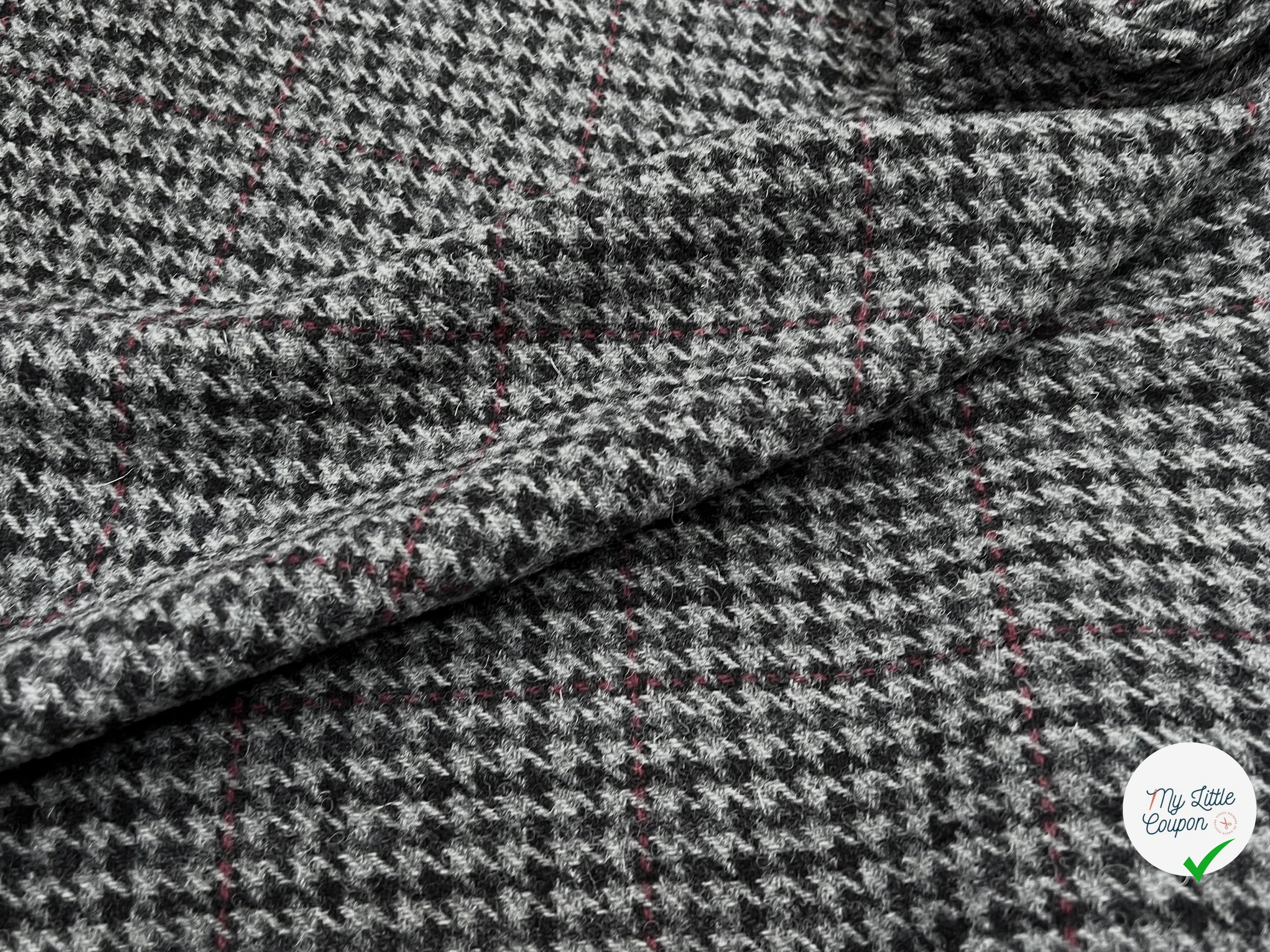 LAINAGE MANTEAU PIED DE COQ GRIS À CARREAUX 100% LAINE - My Little Coupon