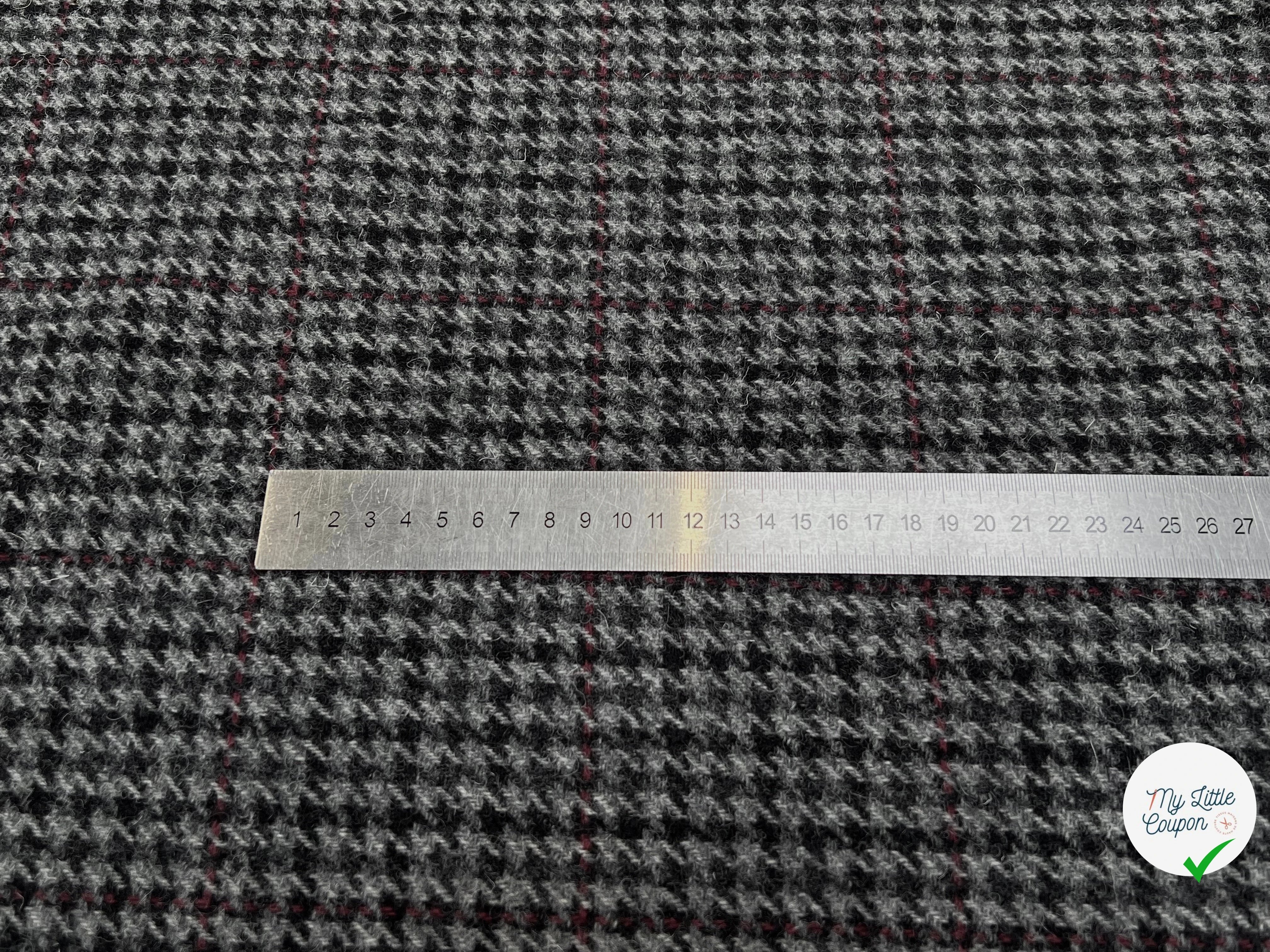 LAINAGE MANTEAU PIED DE COQ GRIS À CARREAUX 100% LAINE - My Little Coupon