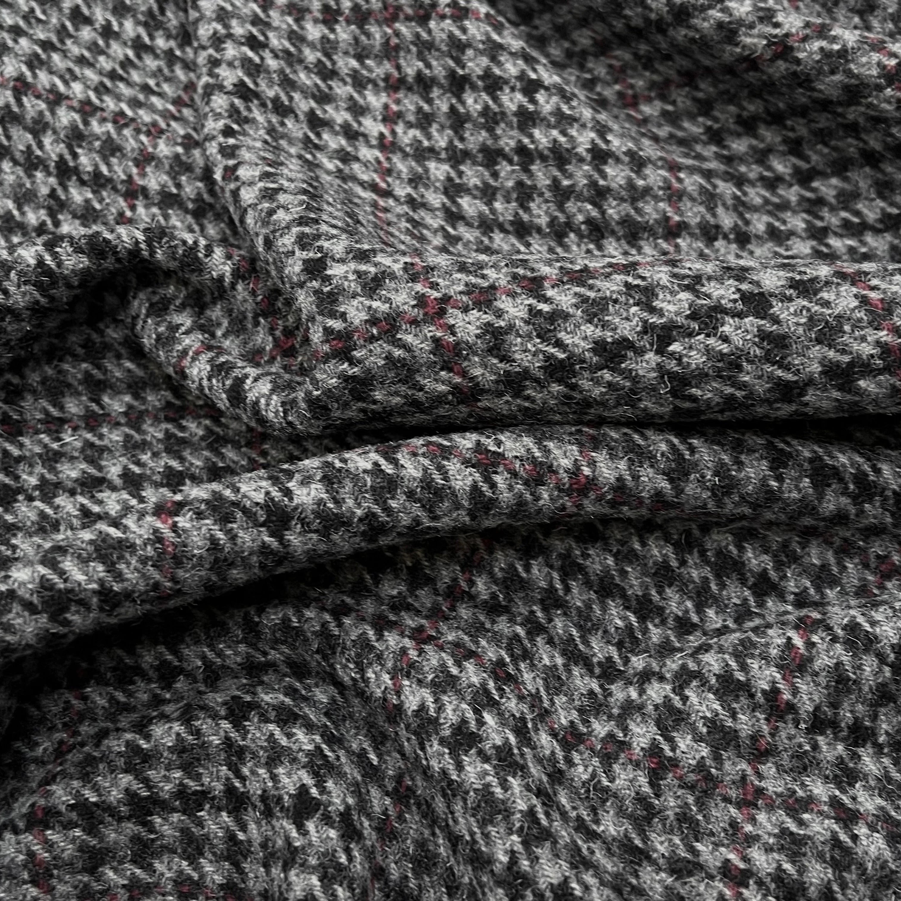 LAINAGE MANTEAU PIED DE COQ GRIS À CARREAUX 100% LAINE - My Little Coupon