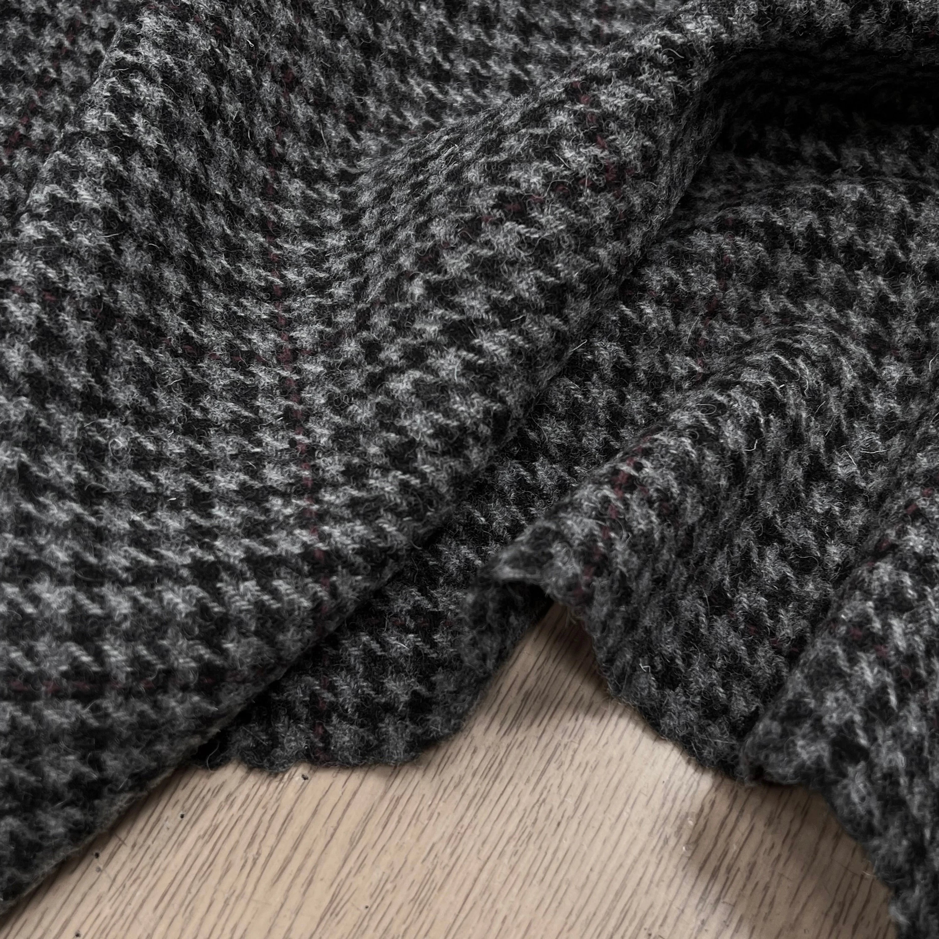 LAINAGE MANTEAU PIED DE COQ GRIS À CARREAUX 100% LAINE - My Little Coupon