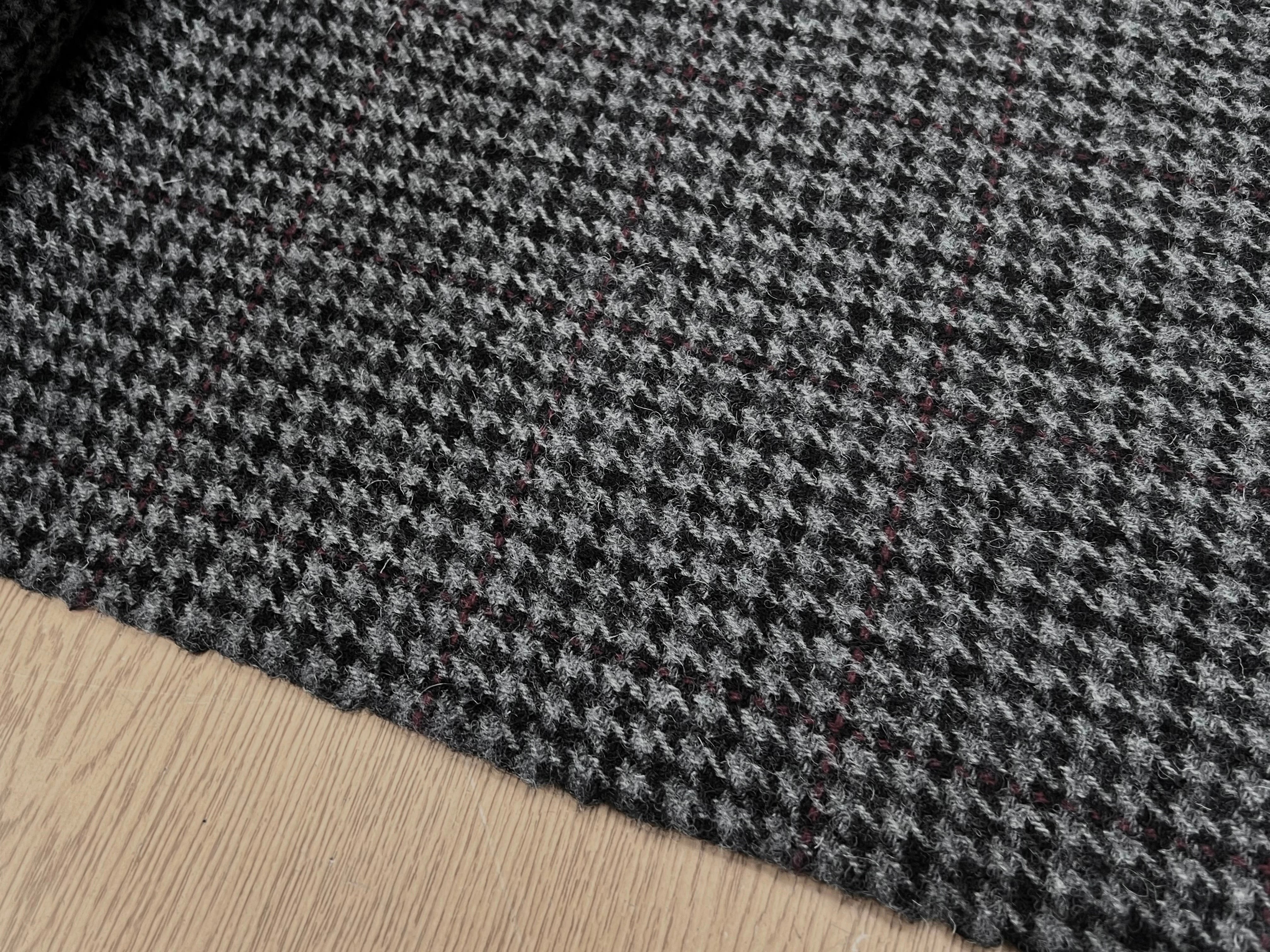 LAINAGE MANTEAU PIED DE COQ GRIS À CARREAUX 100% LAINE - My Little Coupon