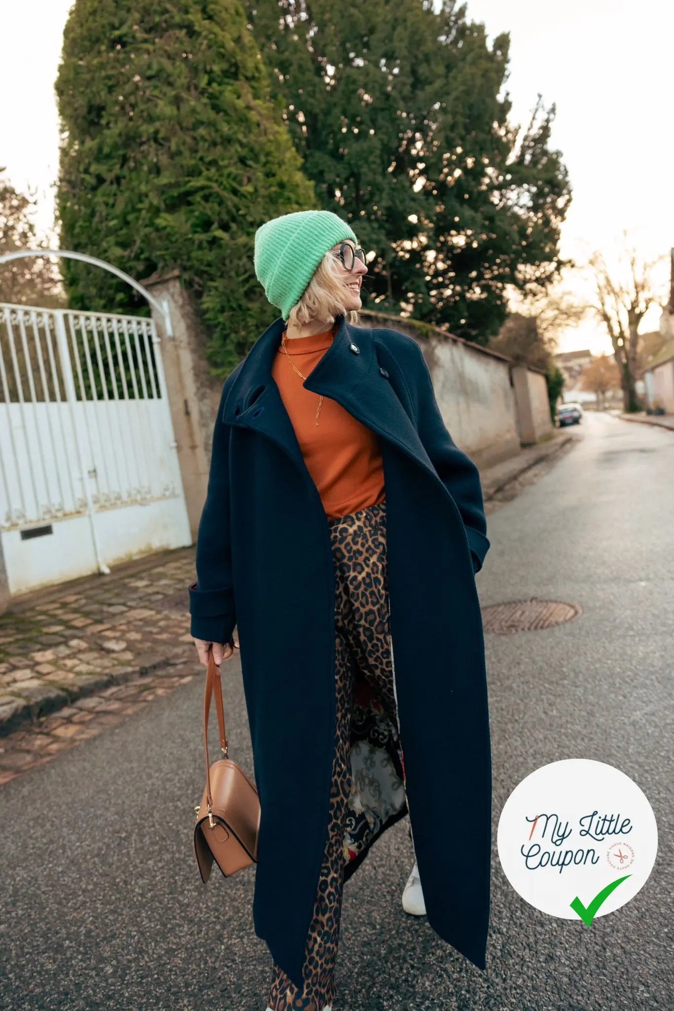 LAINAGE MANTEAU STRIÉ 100% LAINE BLEU MARINE - My Little Coupon