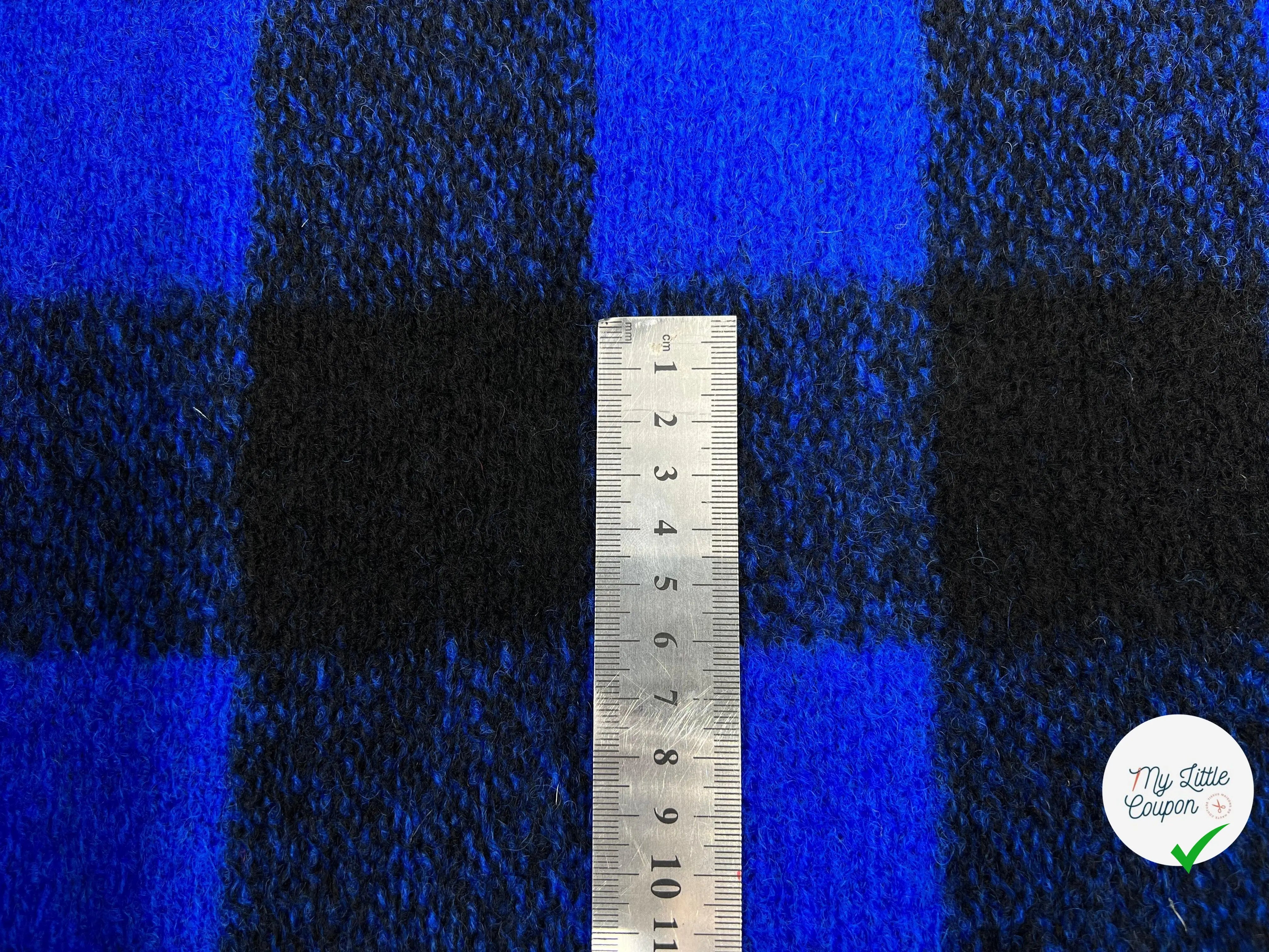 LAINAGE MANTEAU TRICOT DAMIER NOIR ET BLEU ROYAL - My Little Coupon - tissu - coudre