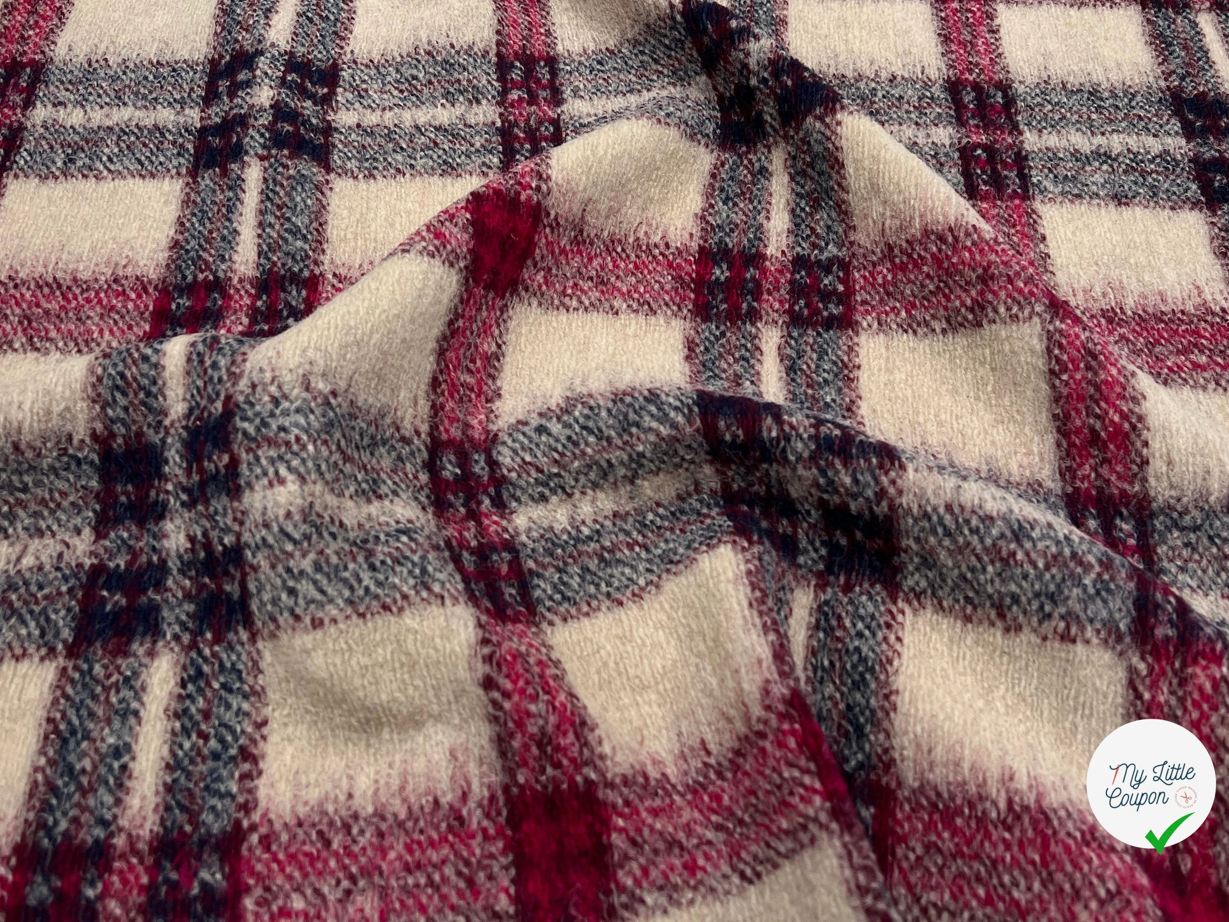 LAINAGE MANTEAU TRICOTÉ 63% LAINE PRINCE DE GALLES BEIGE & ROSE - My Little Coupon