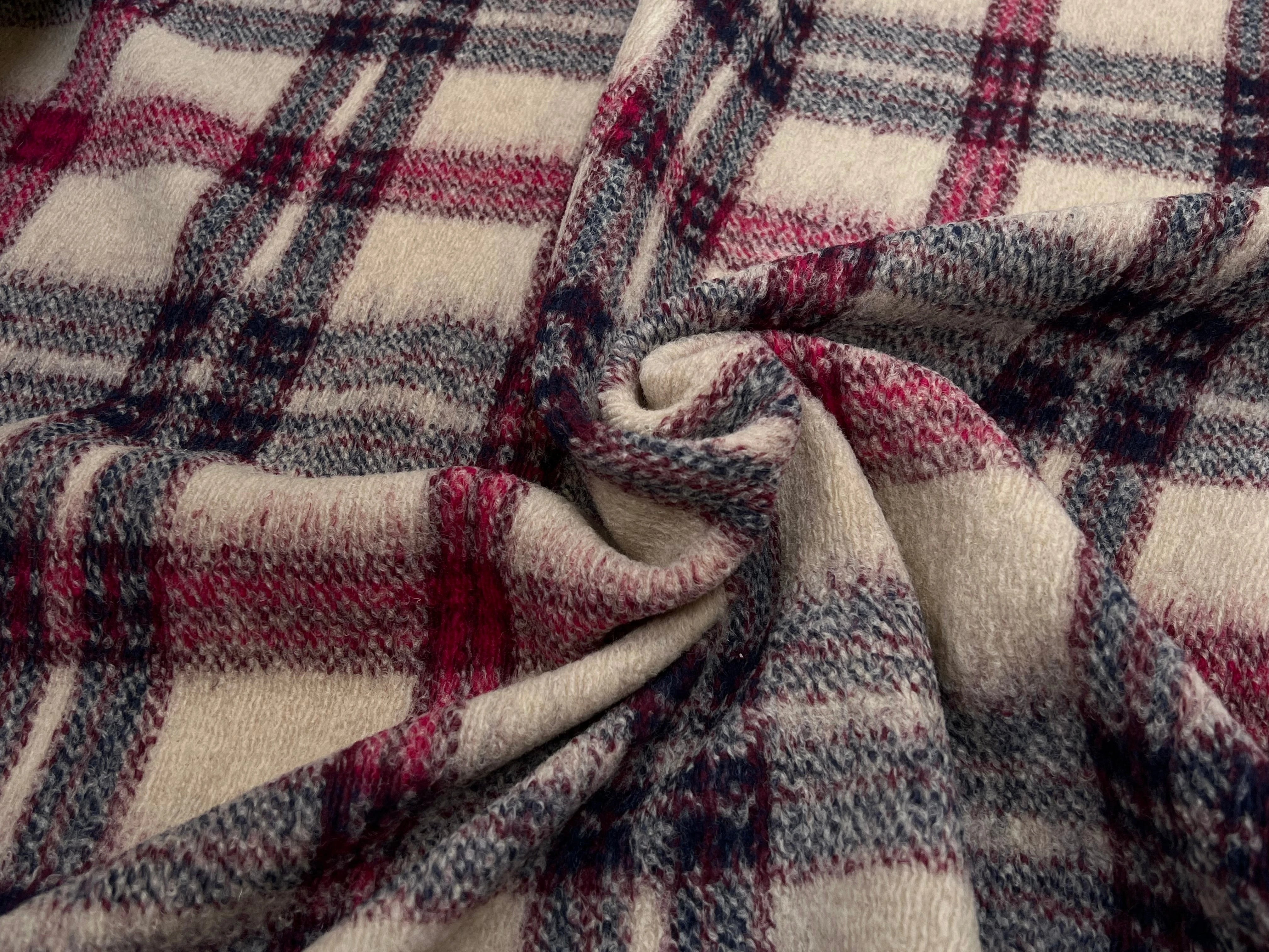 LAINAGE MANTEAU TRICOTÉ 63% LAINE PRINCE DE GALLES BEIGE & ROSE - My Little Coupon