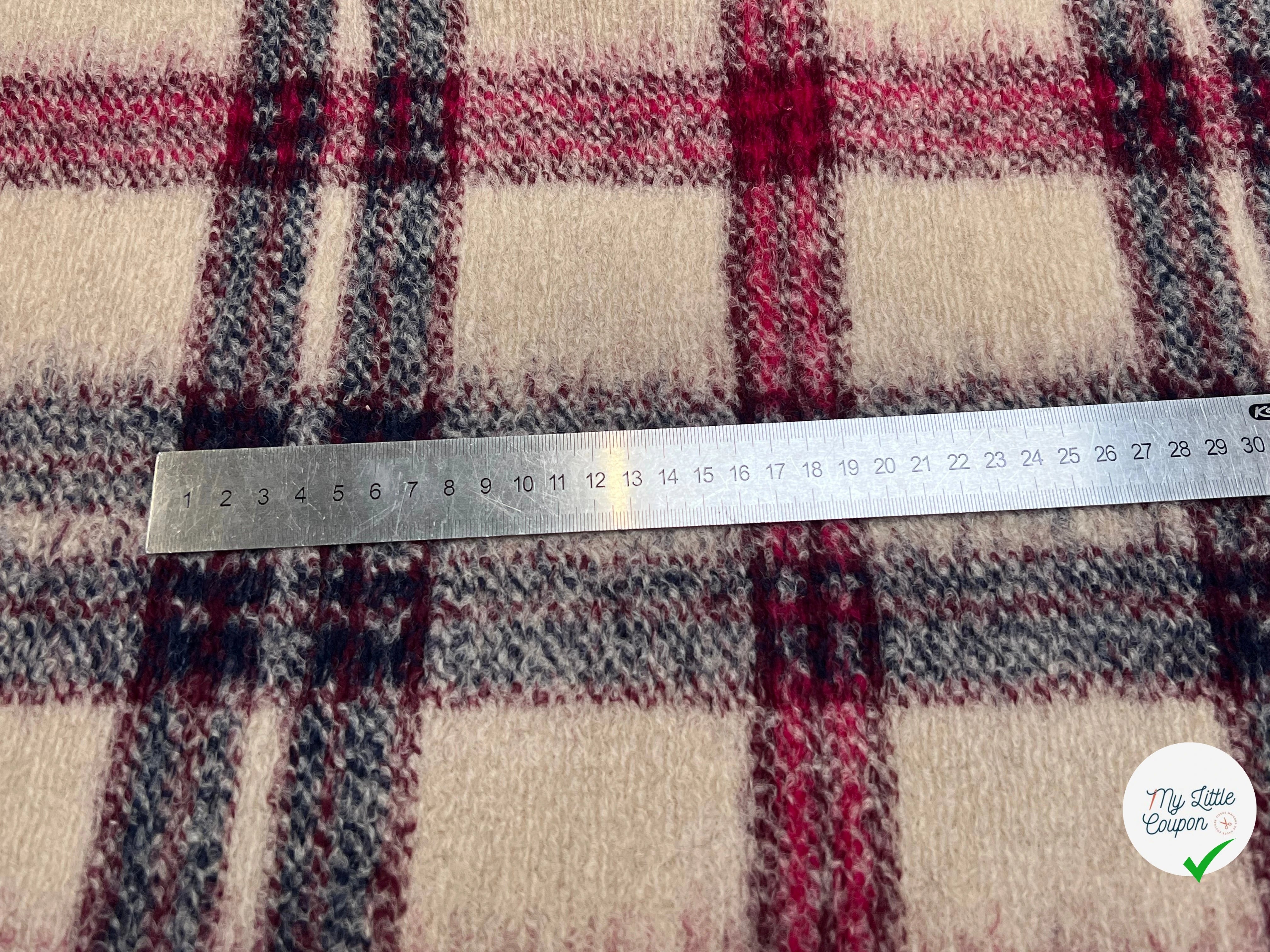 LAINAGE MANTEAU TRICOTÉ 63% LAINE PRINCE DE GALLES BEIGE & ROSE - My Little Coupon