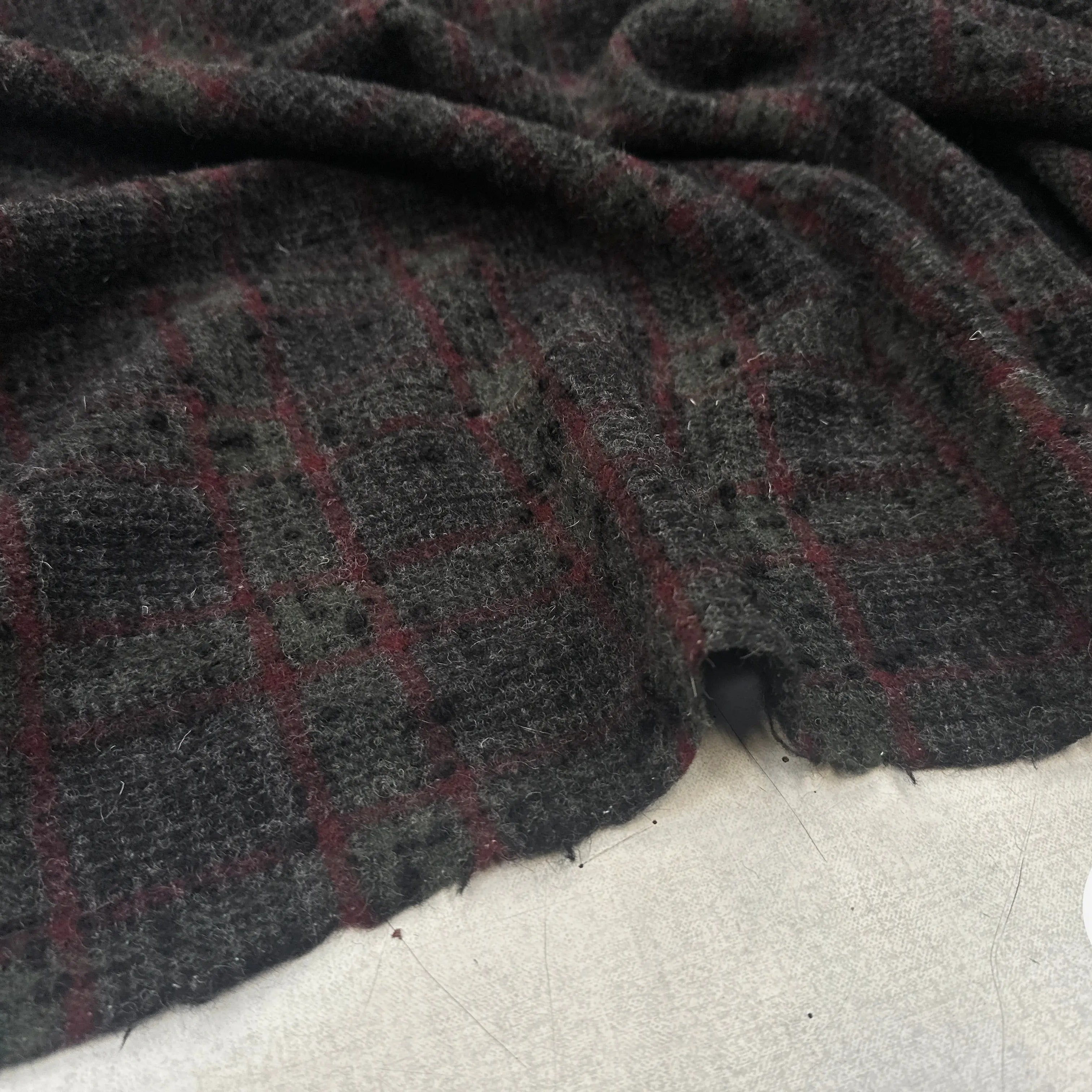 LAINAGE MANTEAU TWEED COAL AND RED MSO