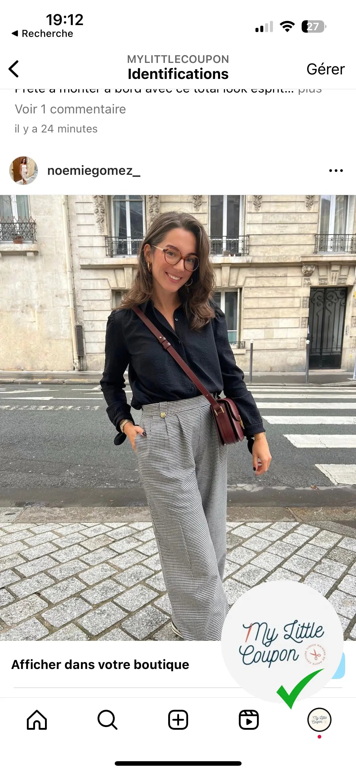 LAINAGE PETITS CARREAUX STRETCH NAVY ET NOIR MSO