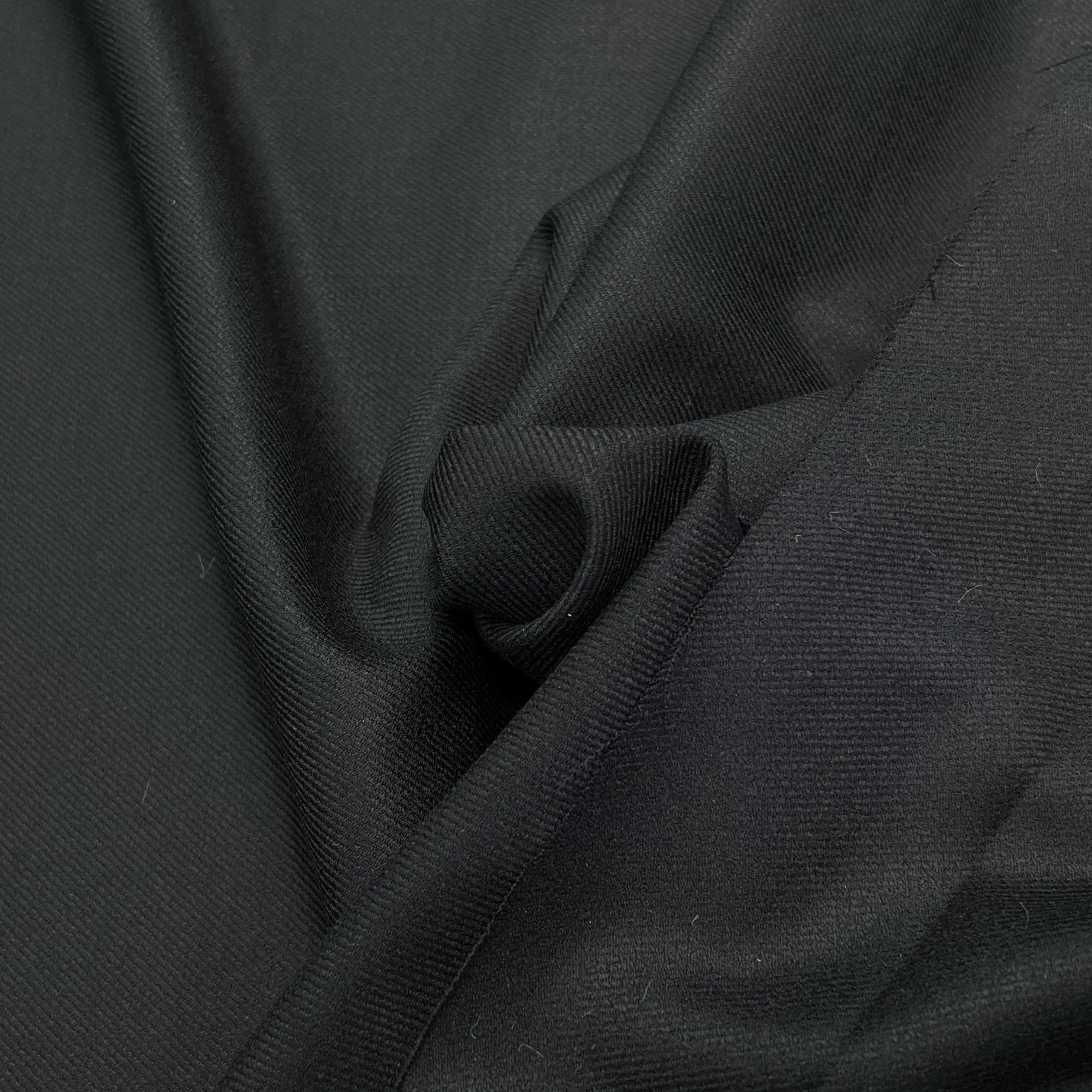 LAINAGE SERGÉ STRETCH LOURD ET FLUIDE SUBLIME NOIR 98% LAINE - My Little Coupon