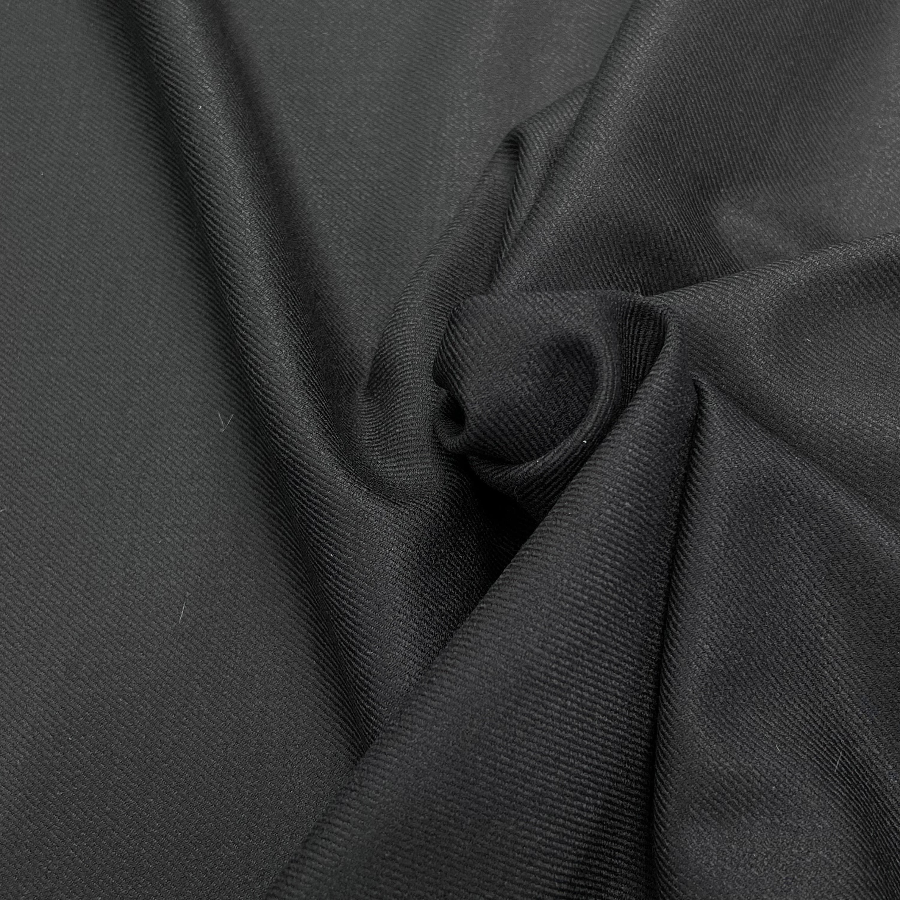 LAINAGE SERGÉ STRETCH LOURD ET FLUIDE SUBLIME NOIR 98% LAINE - My Little Coupon