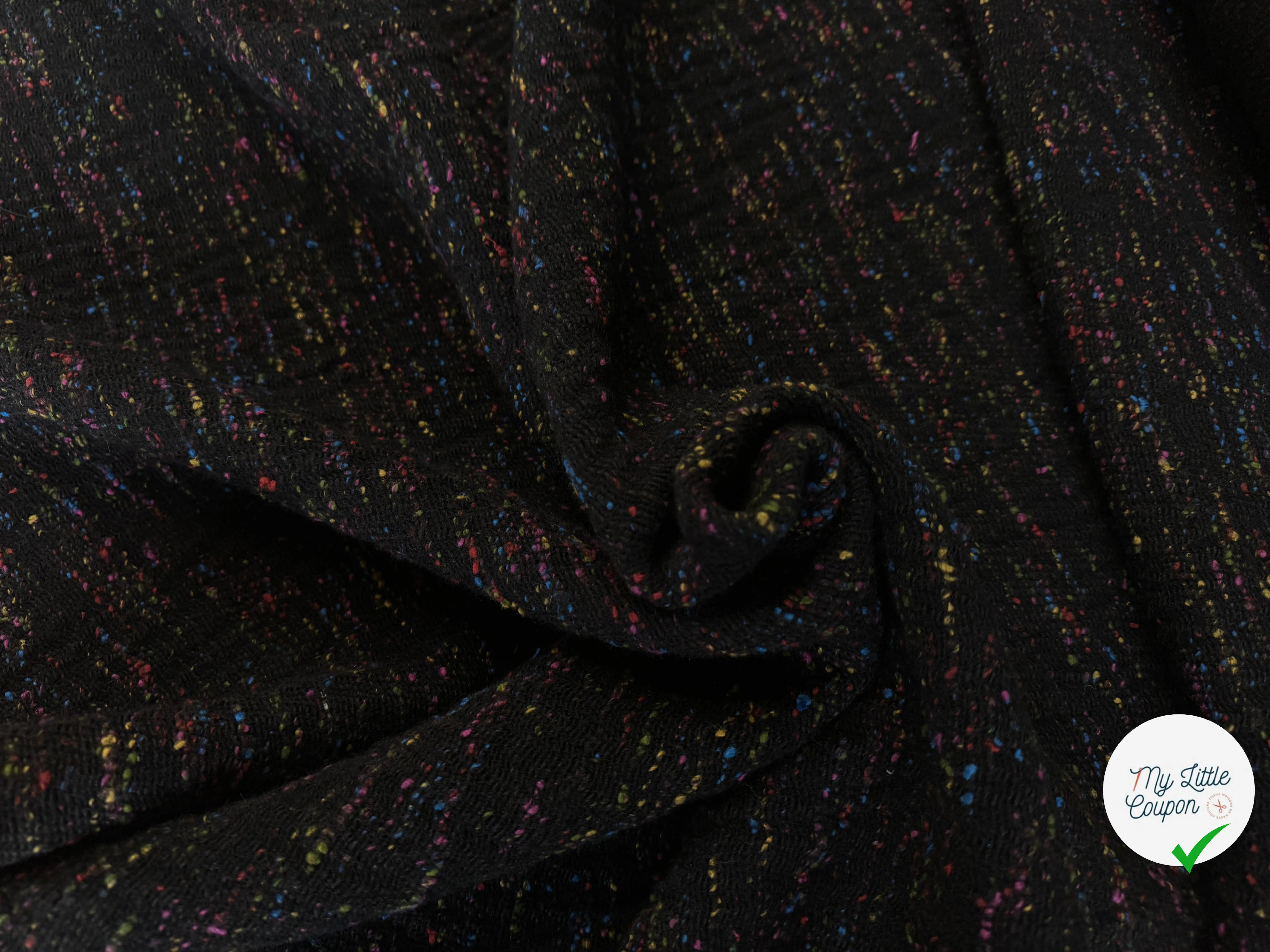 LAINAGE STRECTH MOUCHETÉ MULTICOLOR 70% LAINE - My Little Coupon