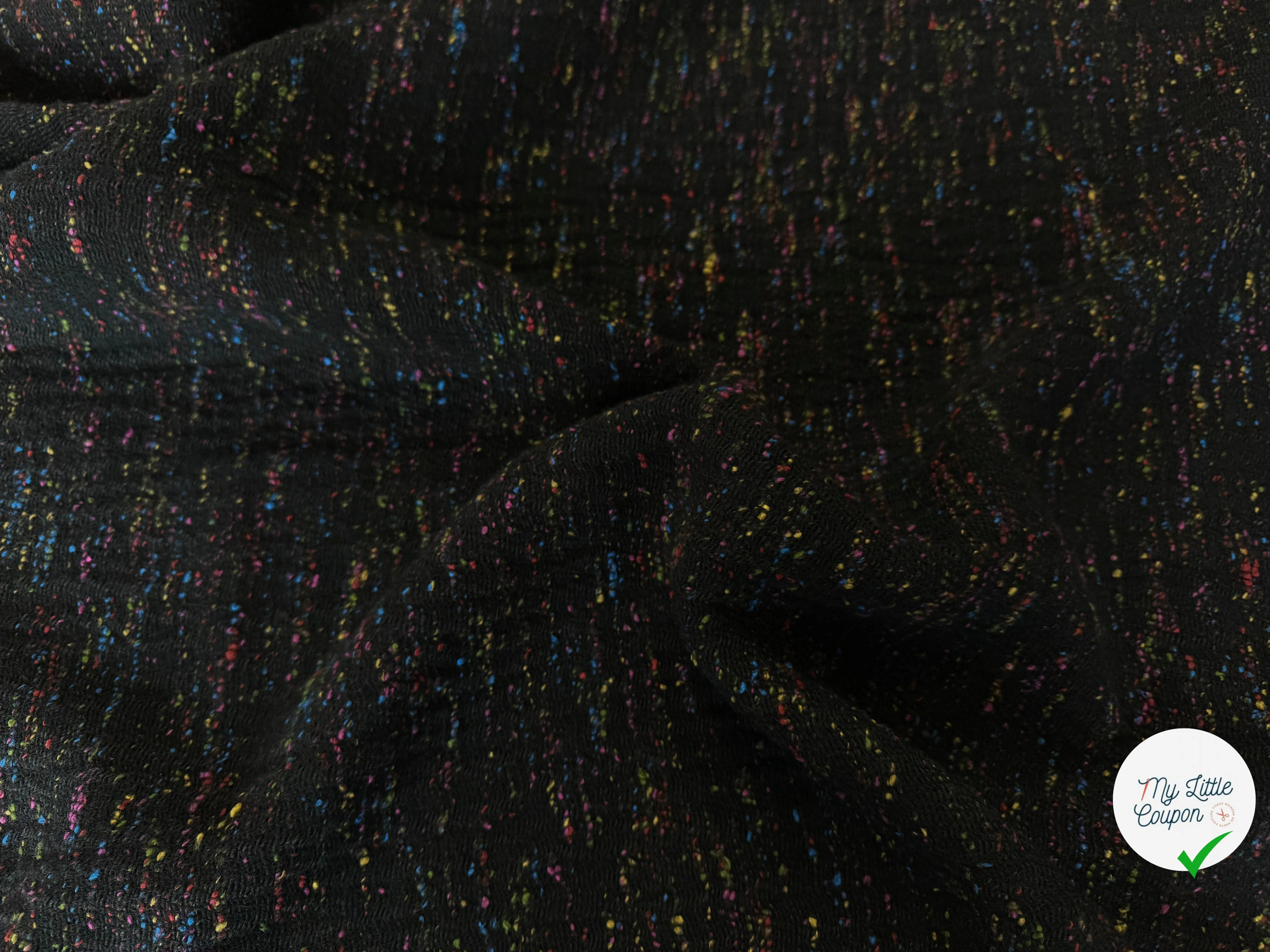 LAINAGE STRECTH MOUCHETÉ MULTICOLOR 70% LAINE - My Little Coupon